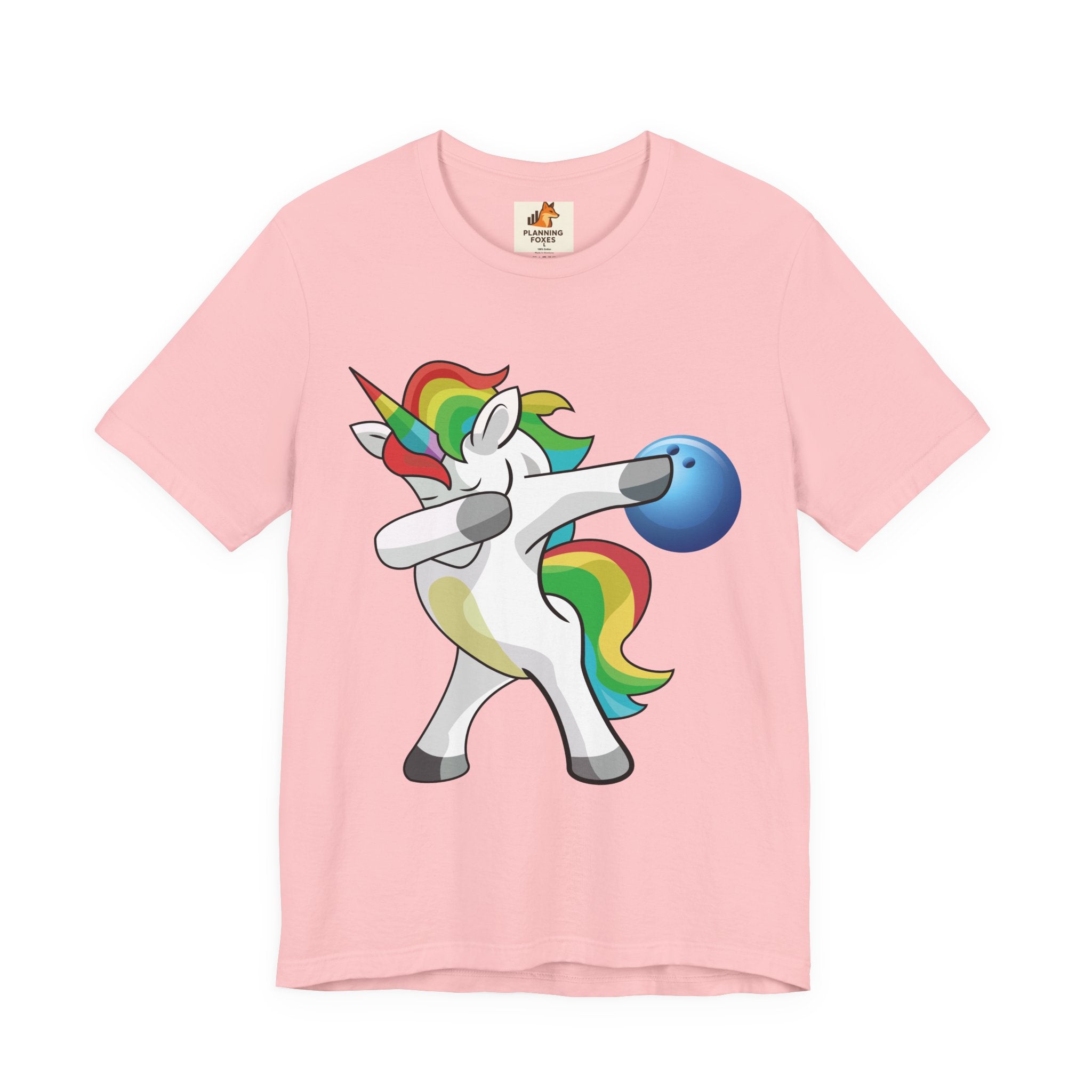 Dabbing Rainbow Unicorn Bowling T‑Shirt