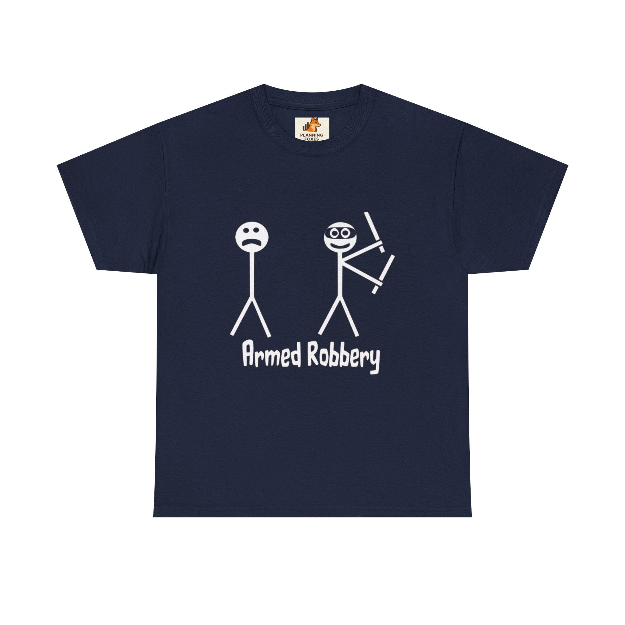 T-Shirt — 'Armed Robbery' Stick Figure Graphic Tee