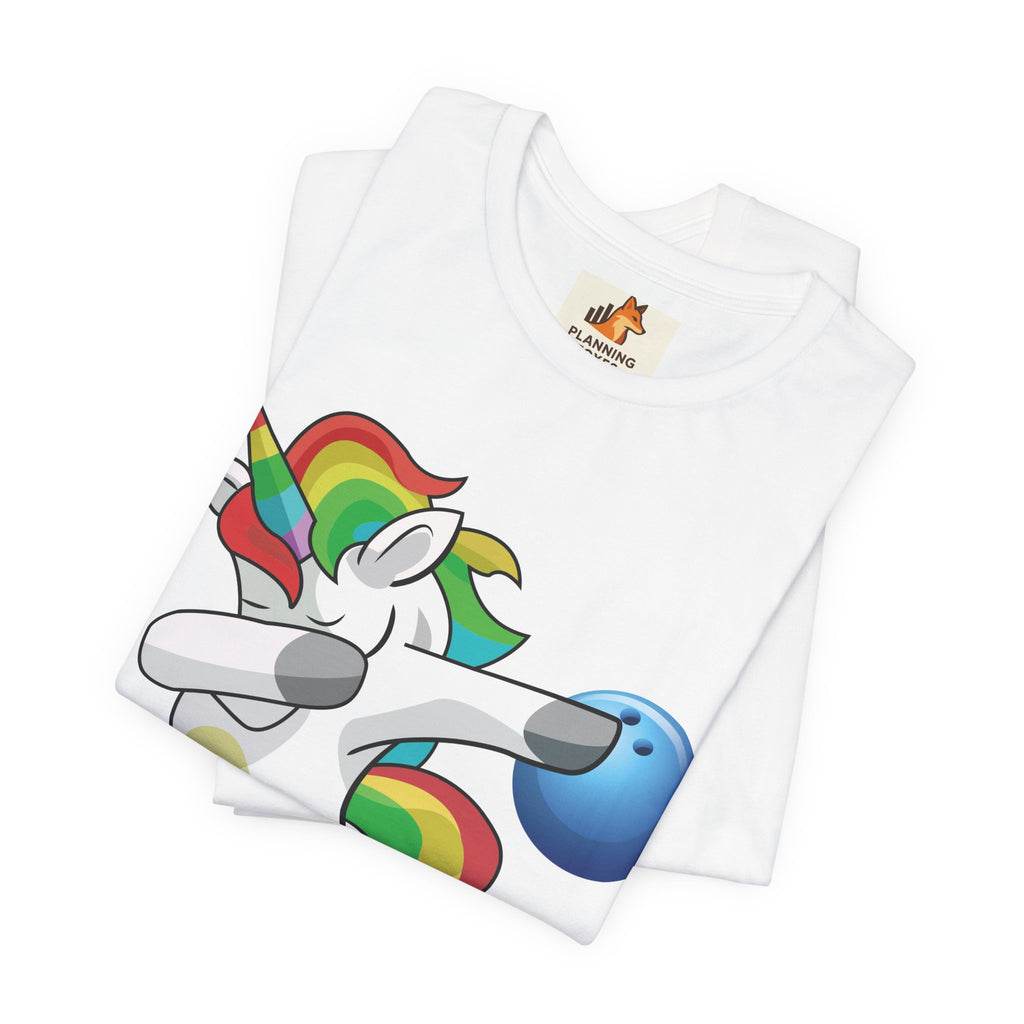 Dabbing Rainbow Unicorn Bowling T‑Shirt