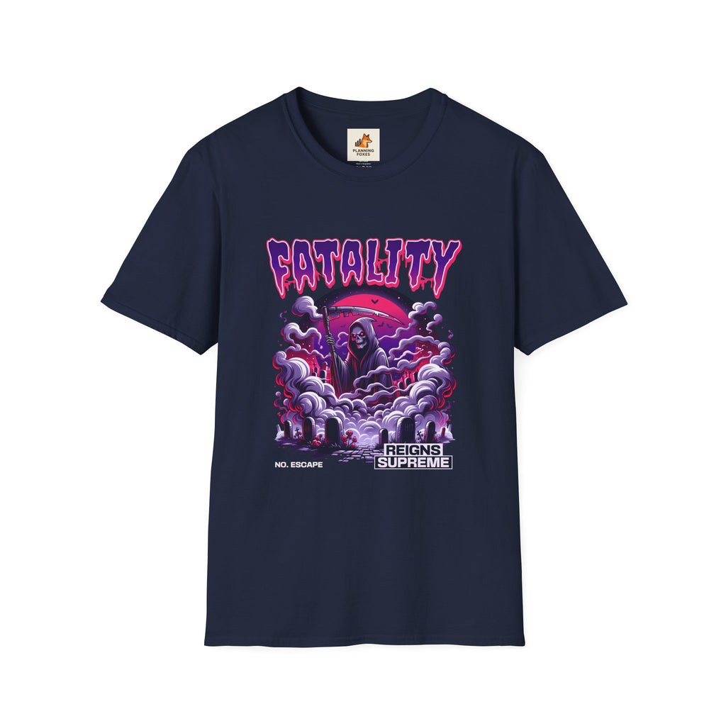 Fatality Graphic Tee — Grim Reaper Arcade Horror T-Shirt