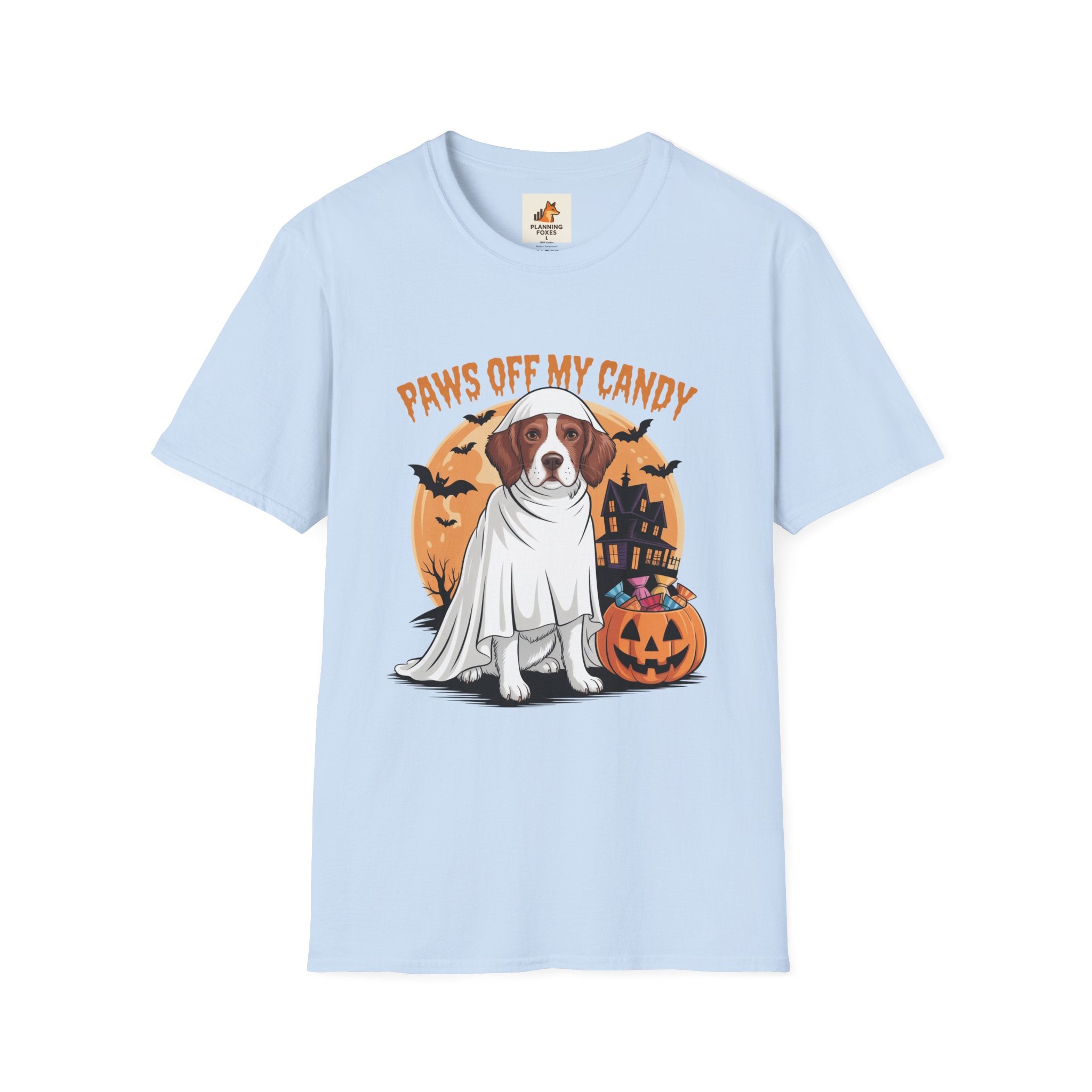 Halloween Dog T‑Shirt — "Paws Off My Candy" Ghost Beagle Costume Tee