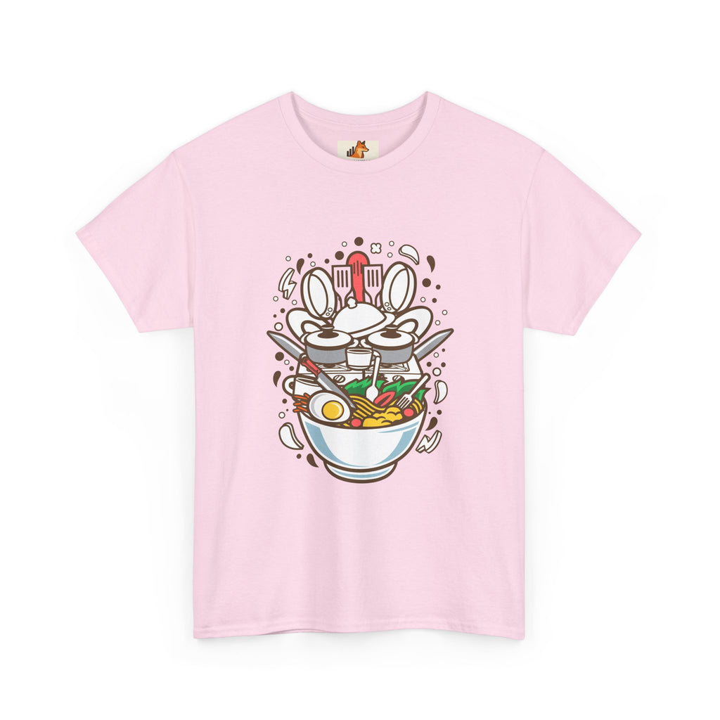 Ramen Bowl Graphic Tee – Cute Cartoon Noodles, Eggs & Chopsticks T-Shirt