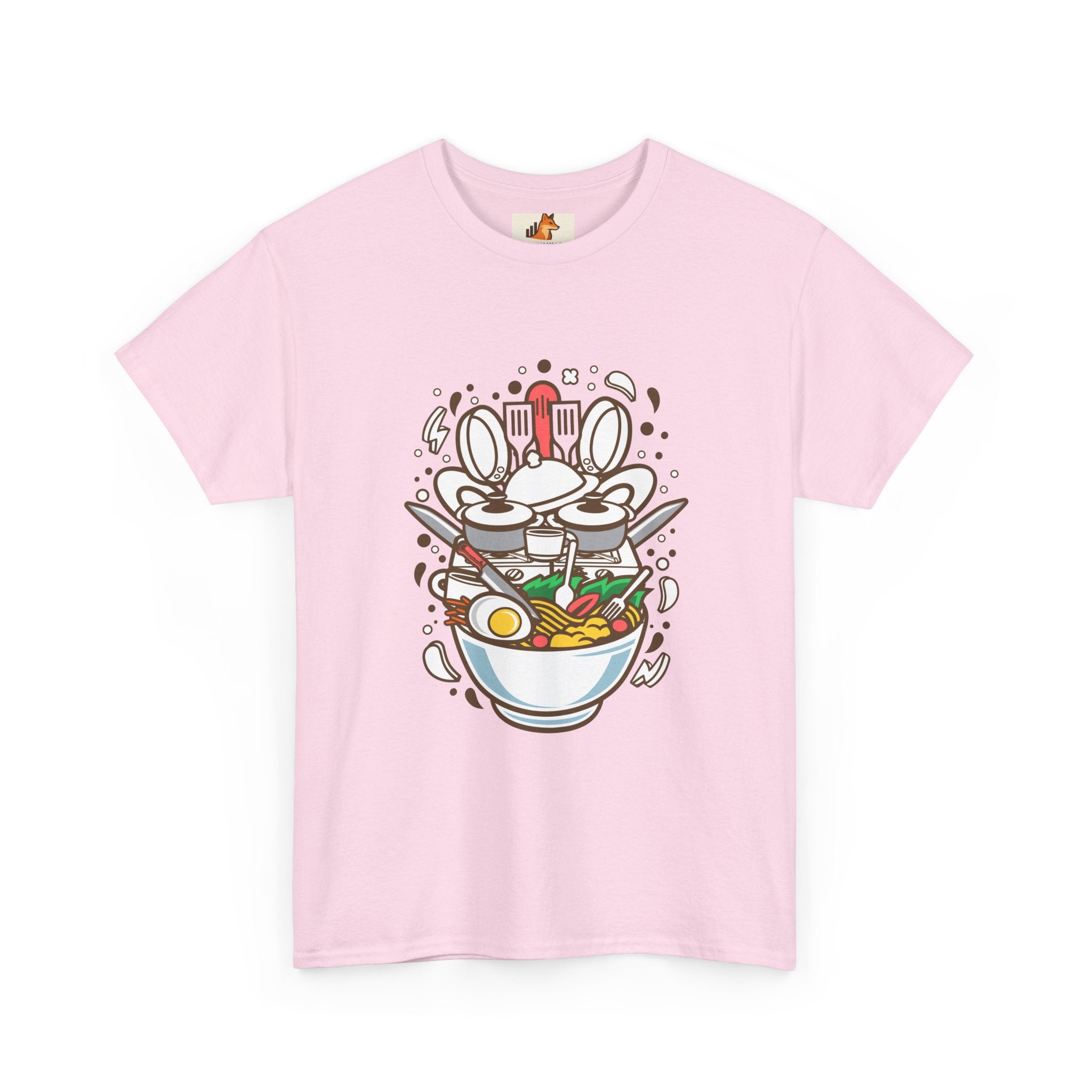 Ramen Bowl Graphic Tee – Cute Cartoon Noodles, Eggs & Chopsticks T-Shirt