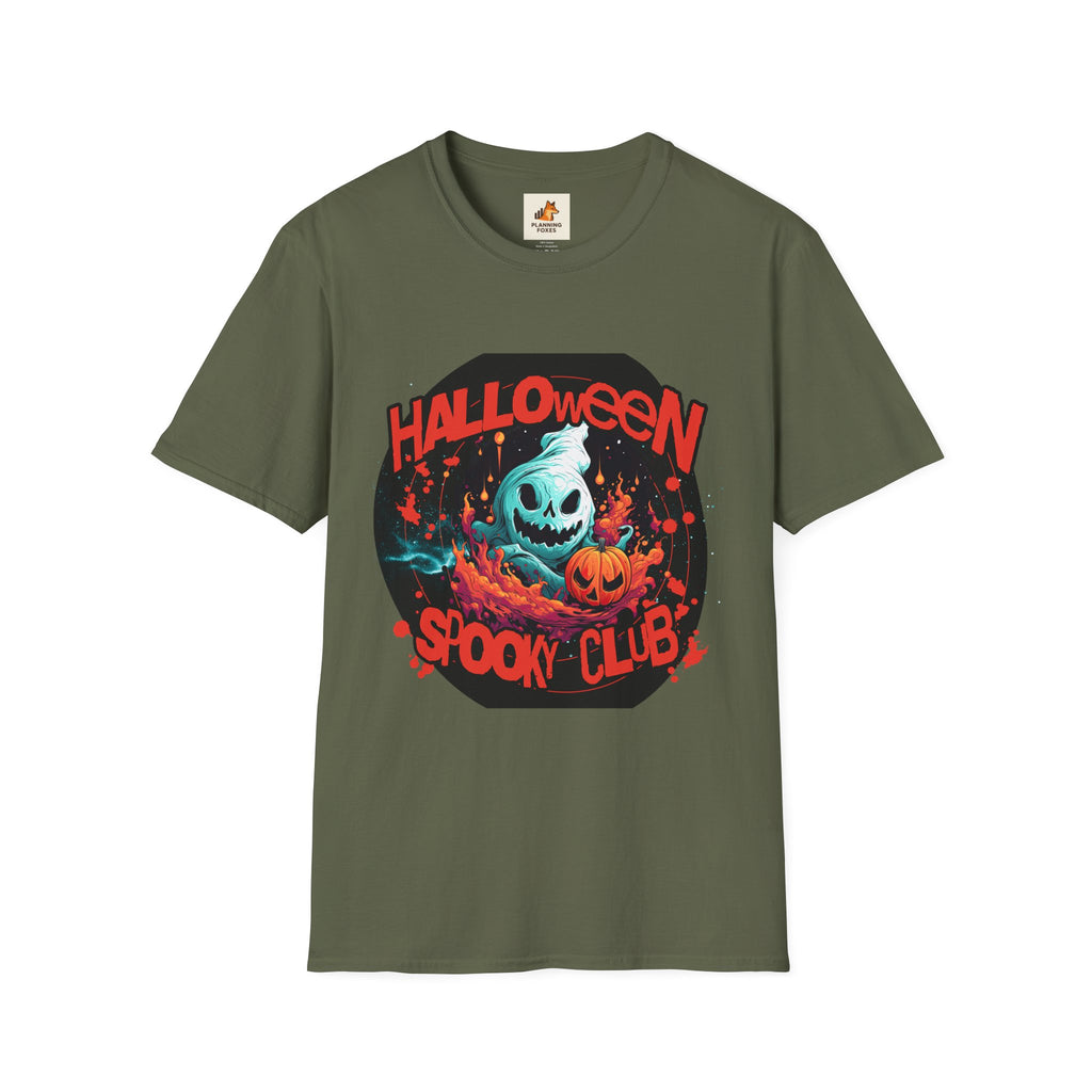 Halloween Spook Club T-Shirt — Haunted Pumpkin Ghost Graphic