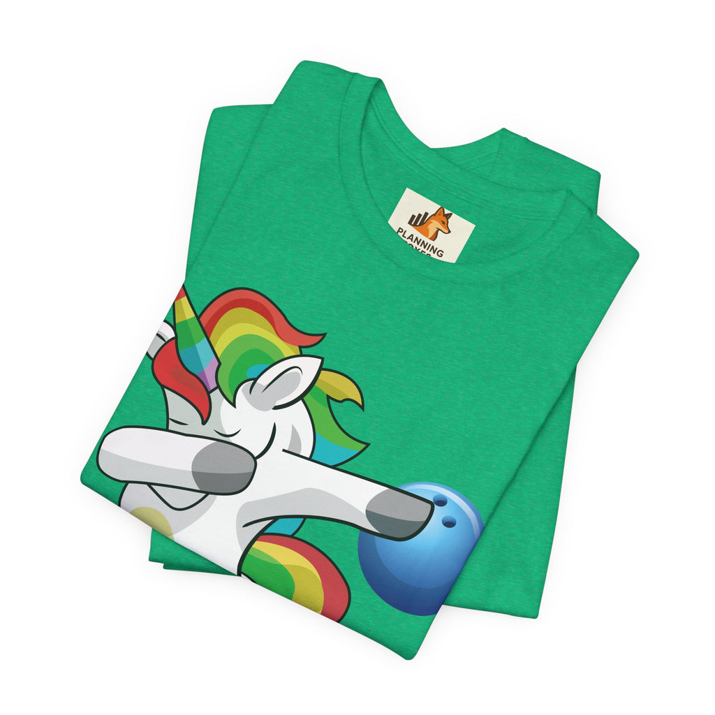 Dabbing Rainbow Unicorn Bowling T‑Shirt