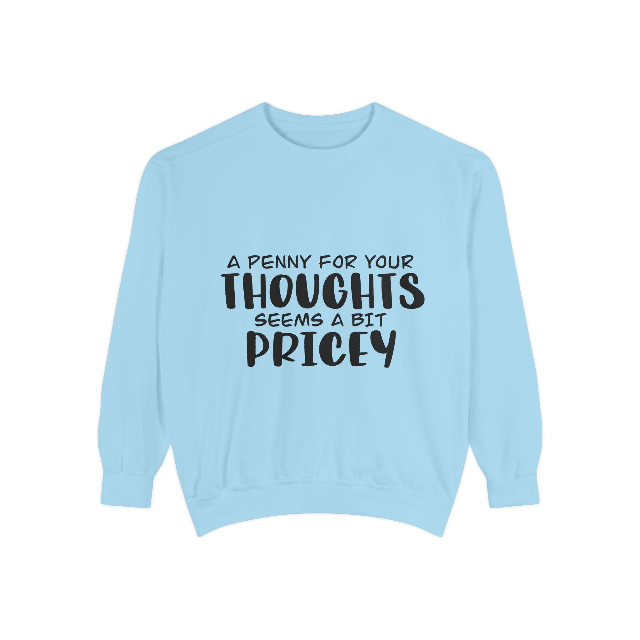 Sweatshirt — “A Penny For Your Thoughts Seems A Bit Pricey” Funny Quote Crewneck