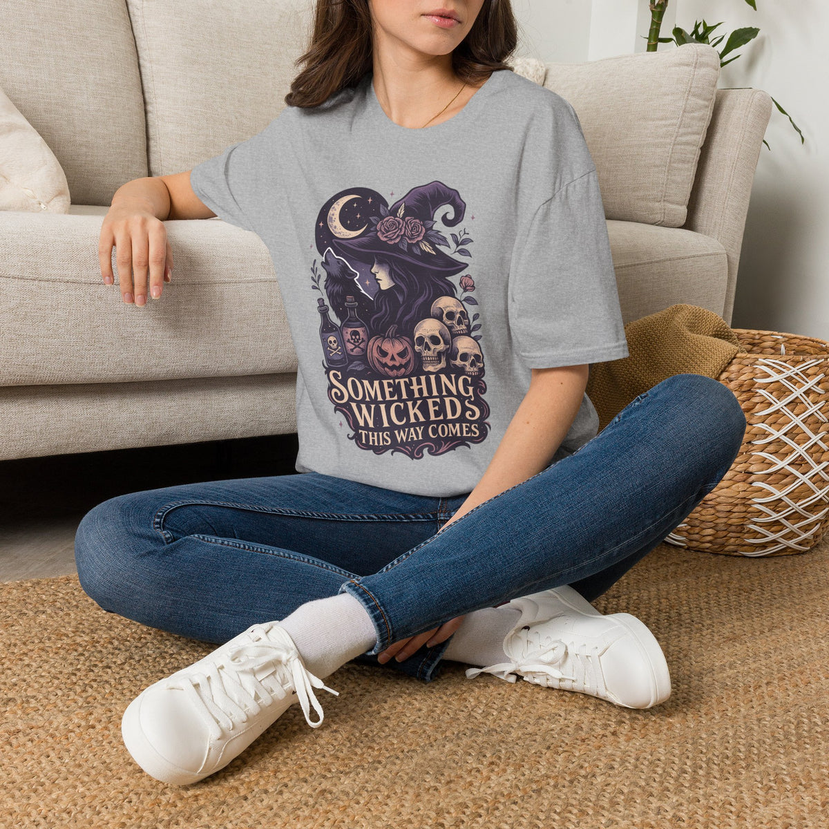 Witchy Moon T‑Shirt — "Something Wicked This Way Comes" Halloween Tee