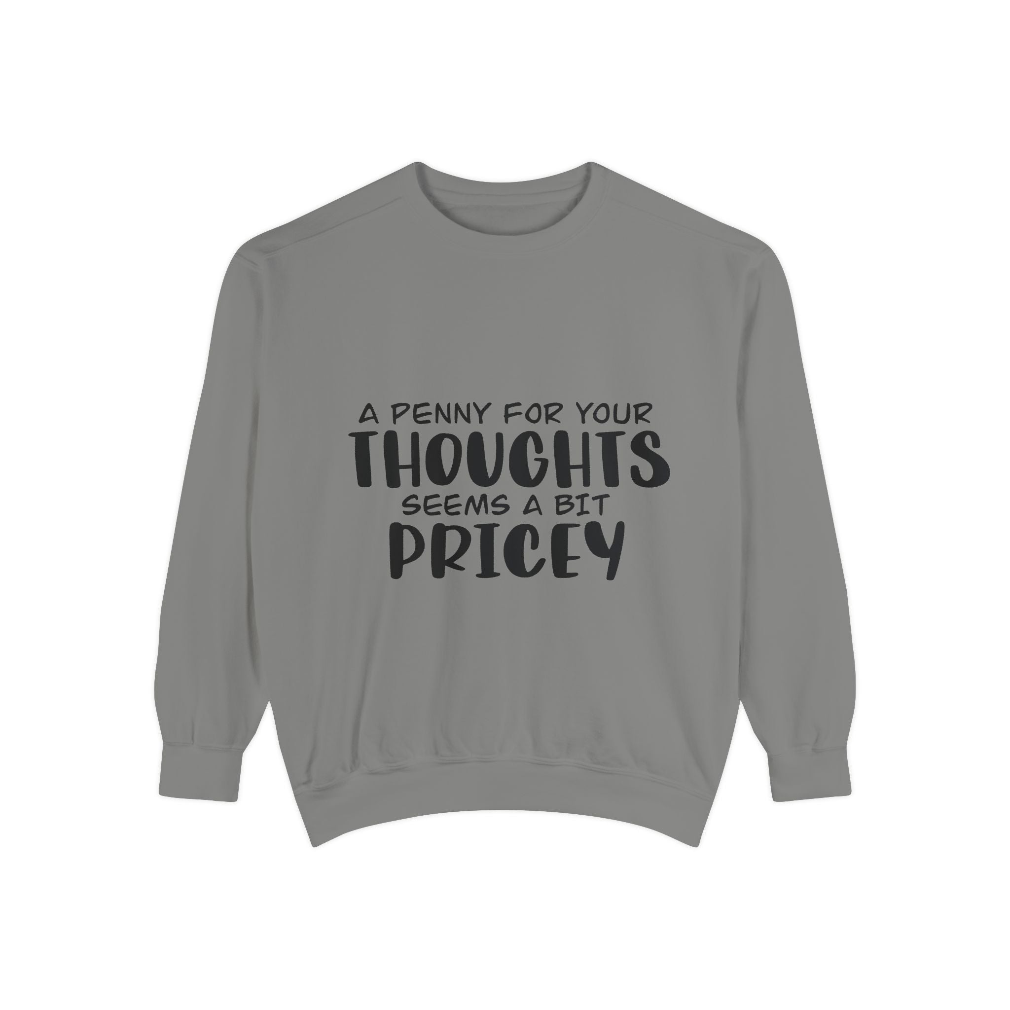 Sweatshirt — “A Penny For Your Thoughts Seems A Bit Pricey” Funny Quote Crewneck