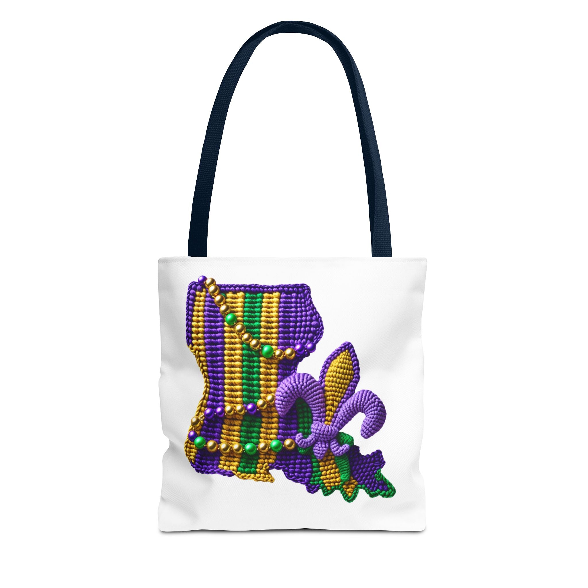 Mardi Gras Louisiana Tote Bag — Fleur‑de‑Lis Beads All‑Over Print