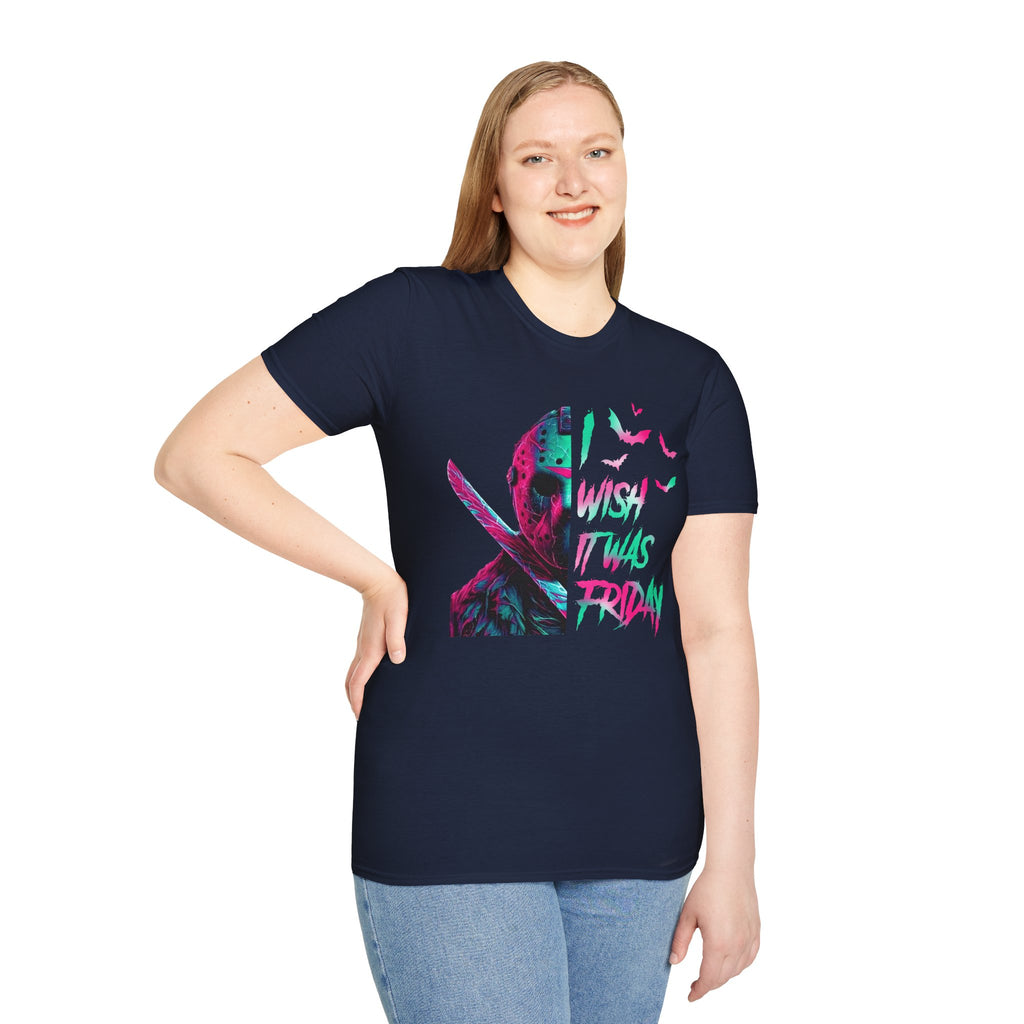 Friday Vibes T-Shirt — Neon Jason "Wish It Was Friday" Graphic Tee