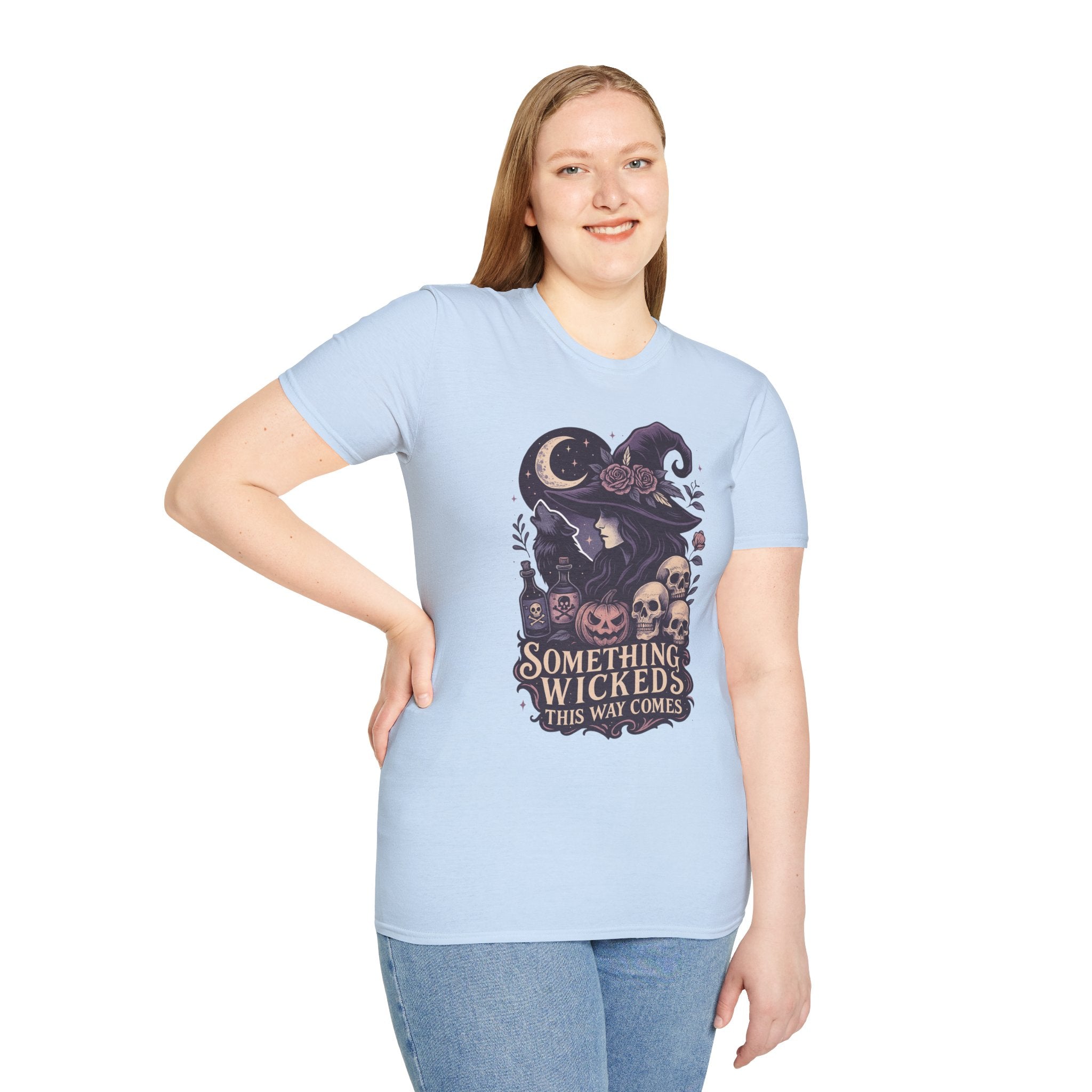 Witchy Moon T‑Shirt — "Something Wicked This Way Comes" Halloween Tee