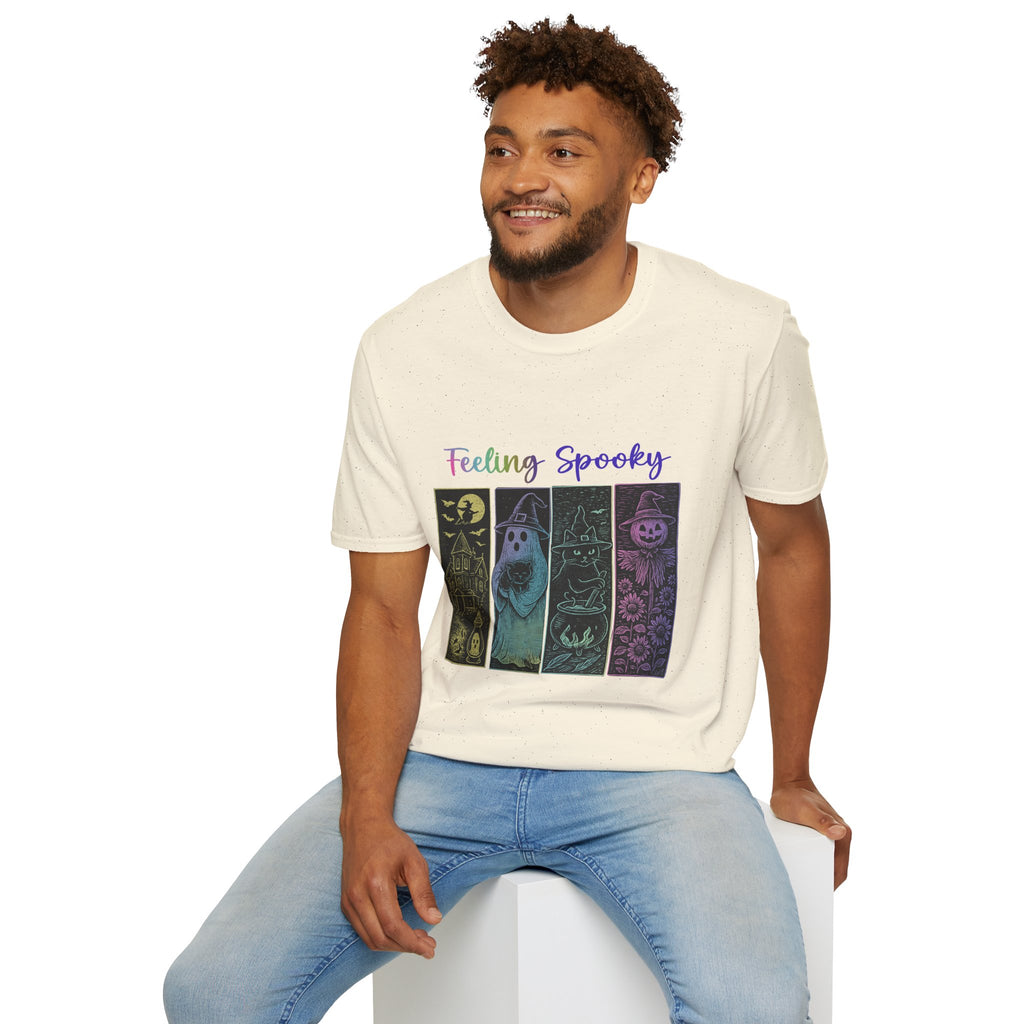 Feeling Spooky Halloween T-Shirt — Cute Ghost, Witch & Pumpkin Design