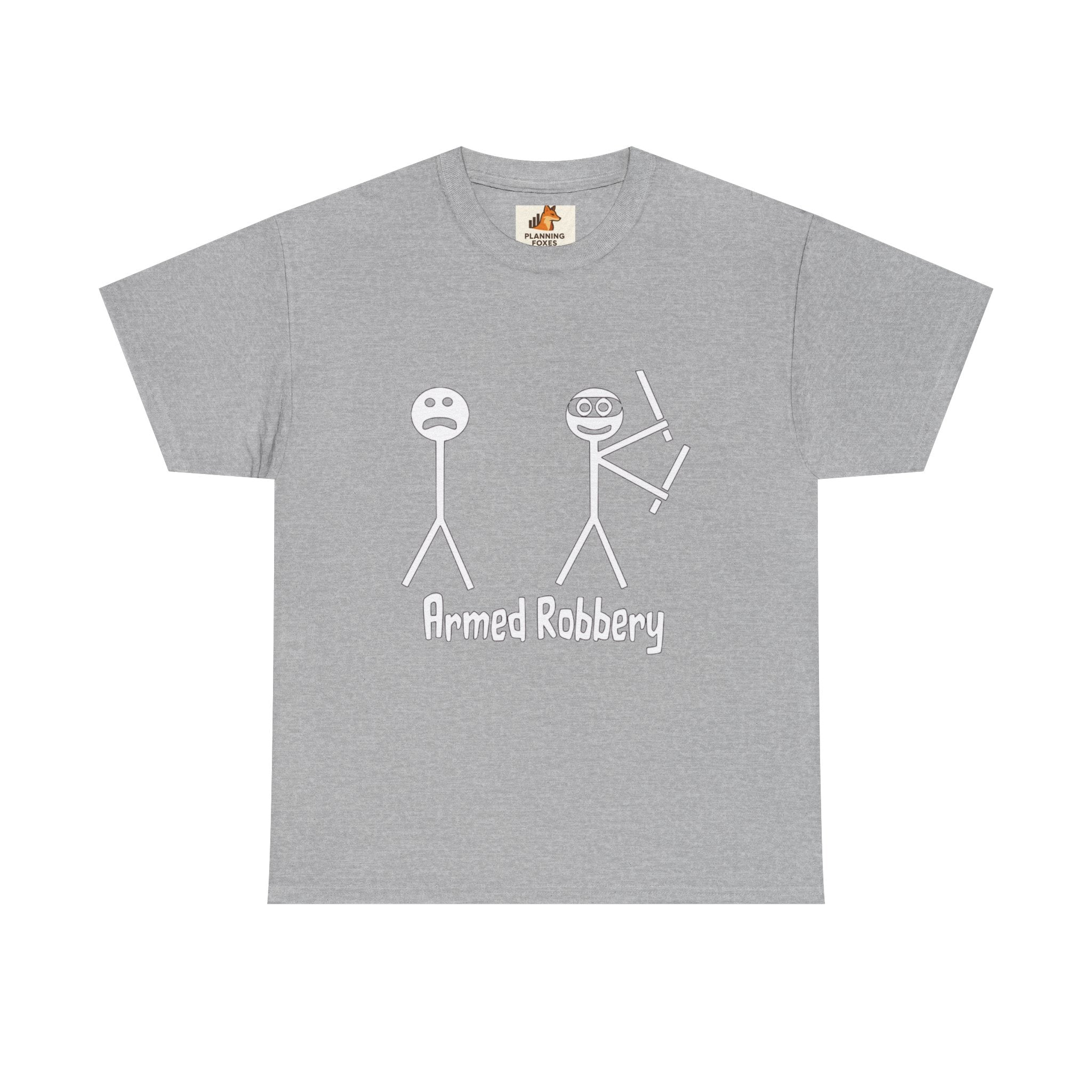 T-Shirt — 'Armed Robbery' Stick Figure Graphic Tee