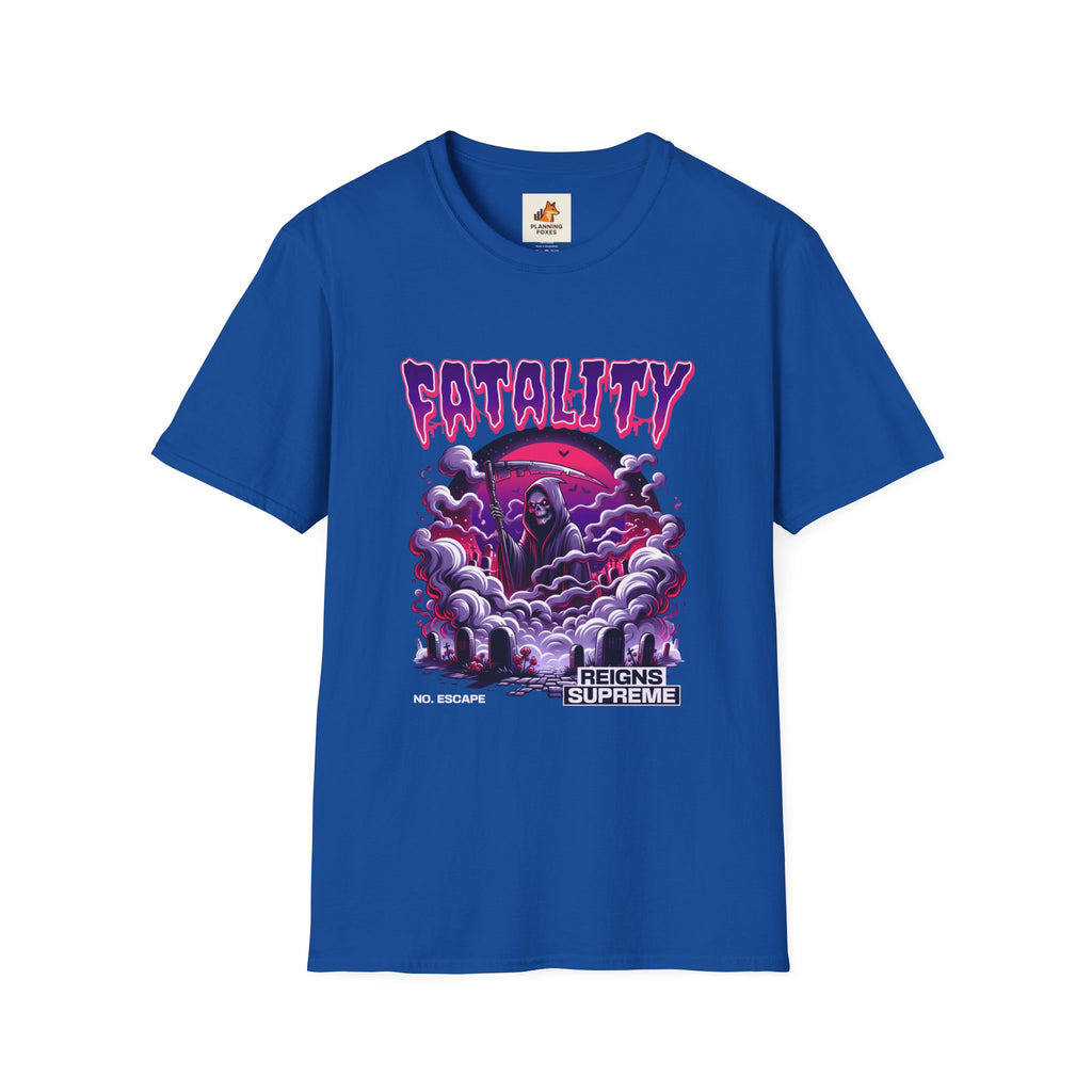 Fatality Graphic Tee — Grim Reaper Arcade Horror T-Shirt