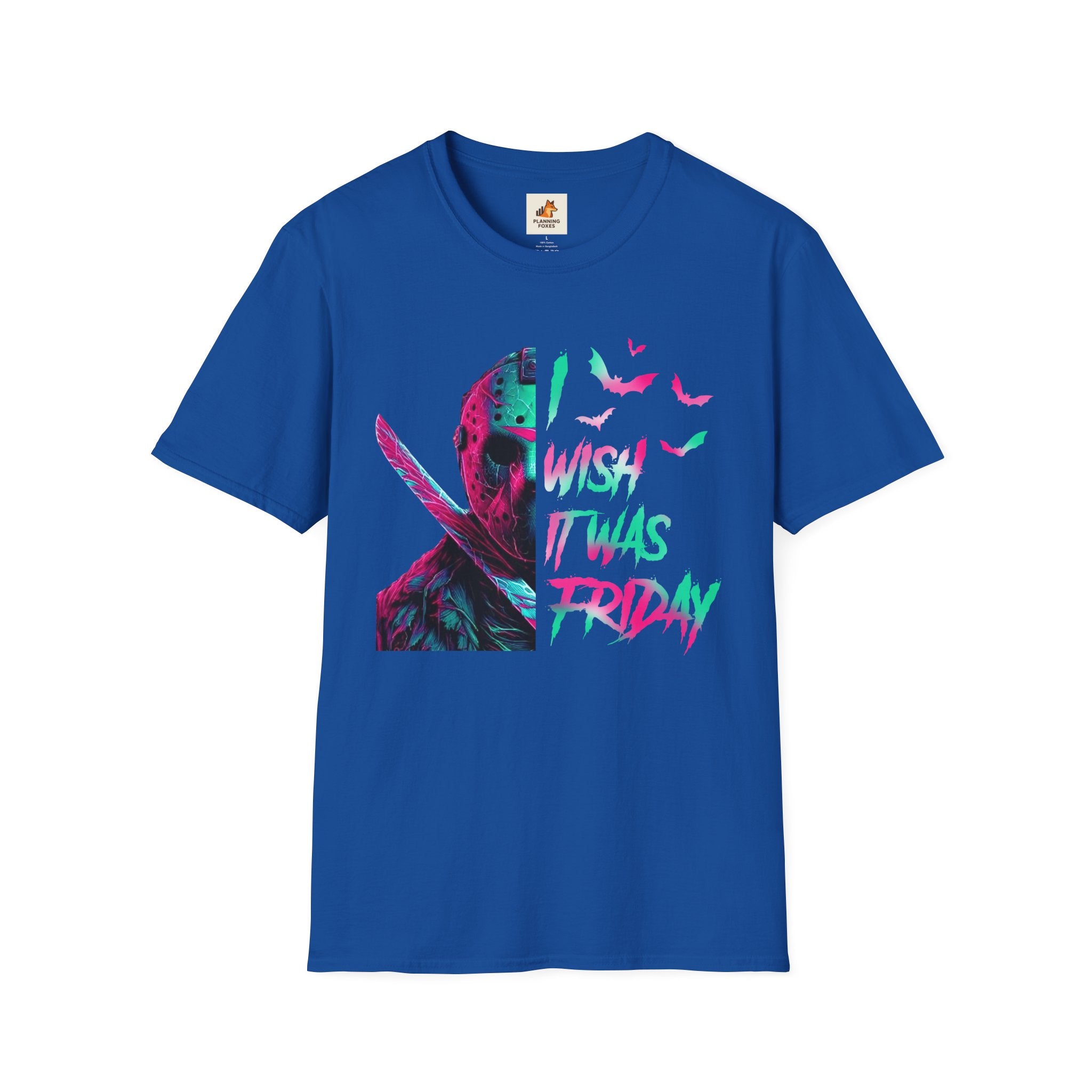 Friday Vibes T-Shirt — Neon Jason "Wish It Was Friday" Graphic Tee