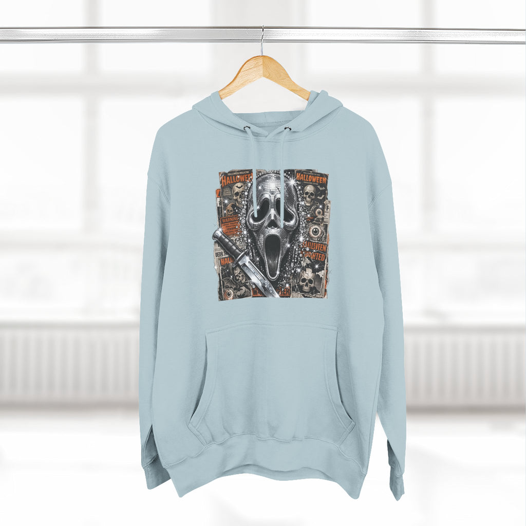 Halloween Horror Nights Hoodie — Haunted Mask & Killer Characters Graphic Pullover