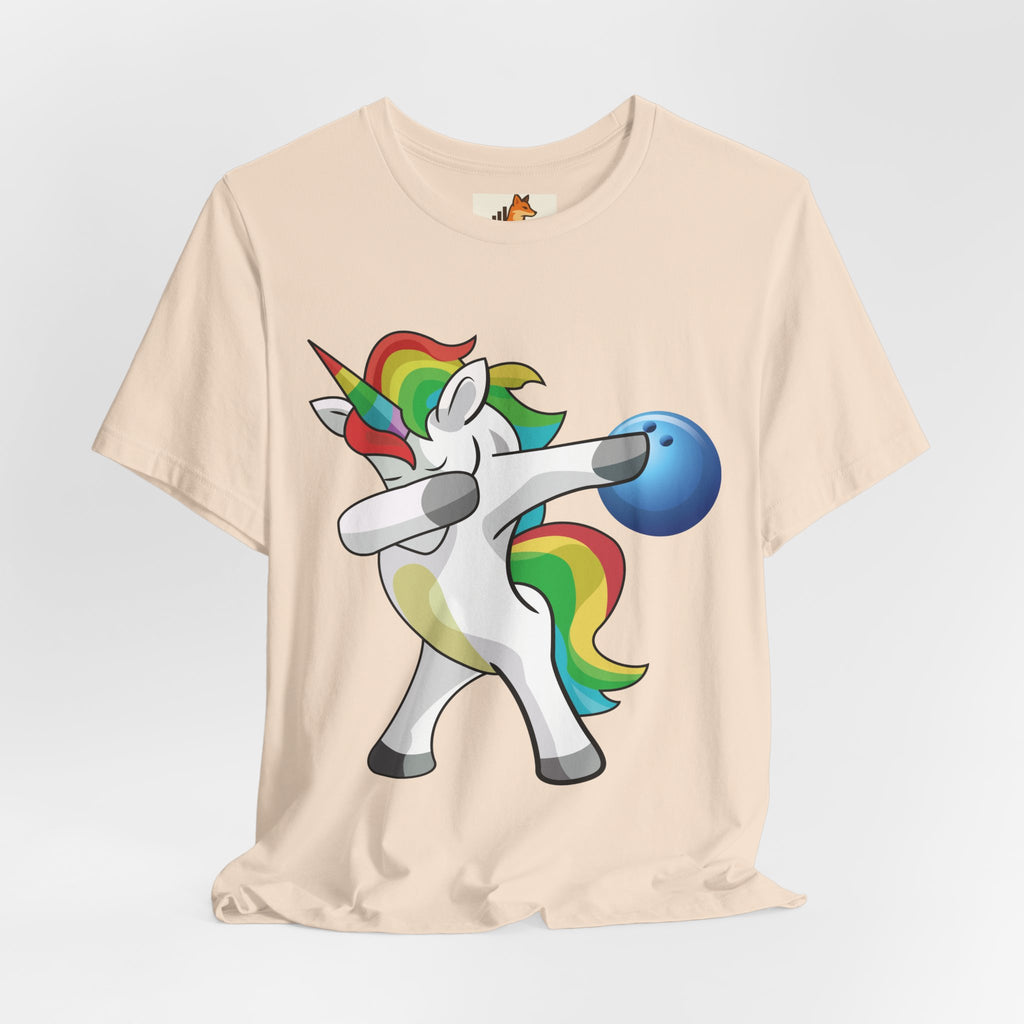 Dabbing Rainbow Unicorn Bowling T‑Shirt