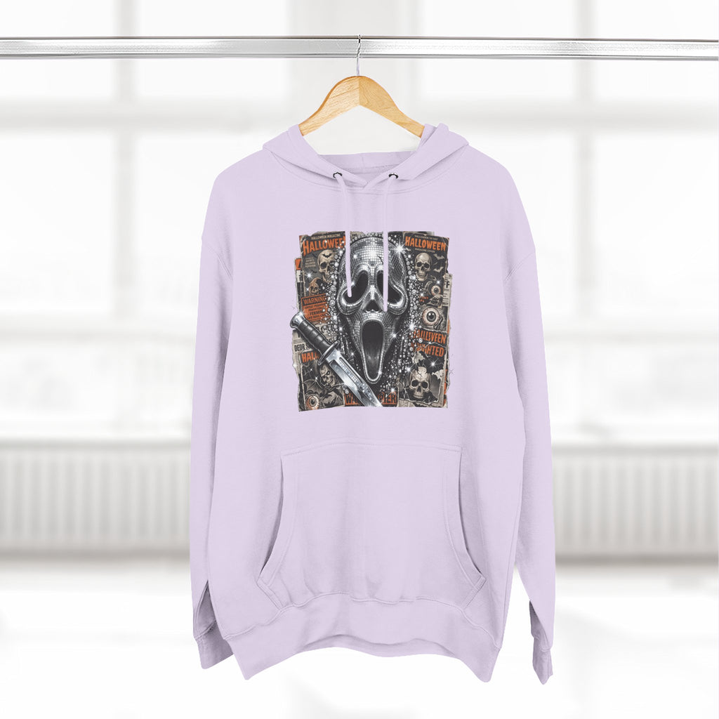 Halloween Horror Nights Hoodie — Haunted Mask & Killer Characters Graphic Pullover