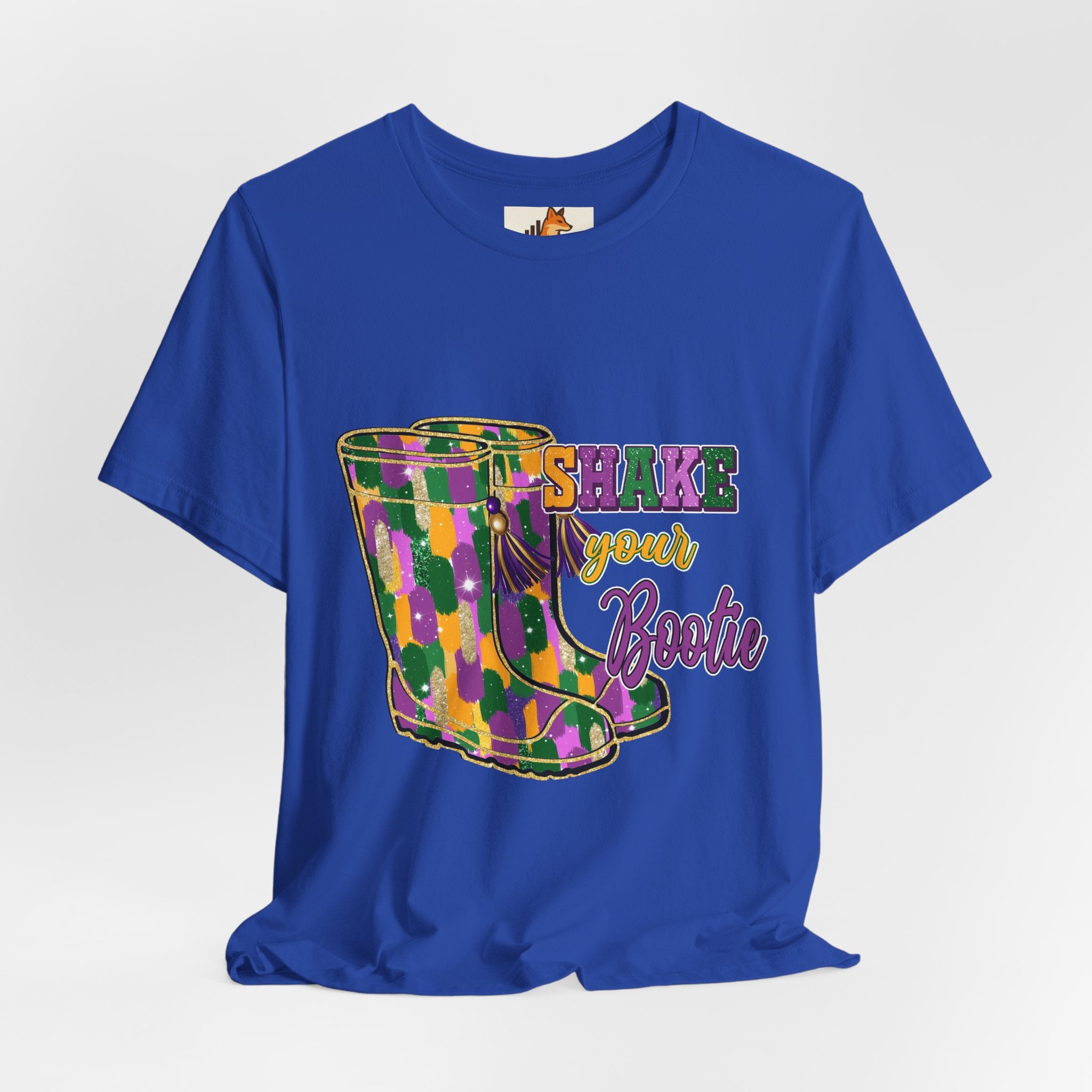 Mardi Gras 'Shake Your Bootie' T‑Shirt — Louisiana Fleur‑de‑Lis Tee