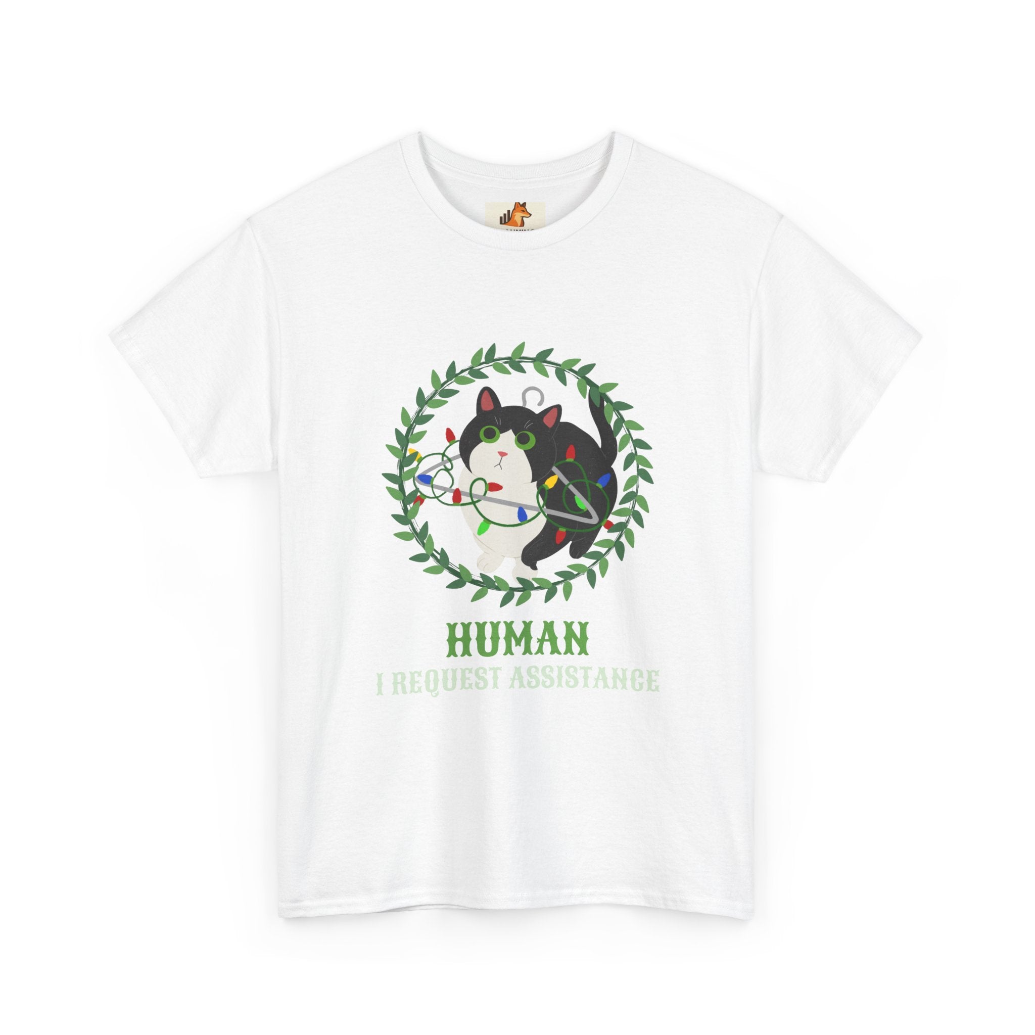 T-Shirt — 'Human, Fur-riendly Assistance' Cute Dog Wreath Graphic Tee