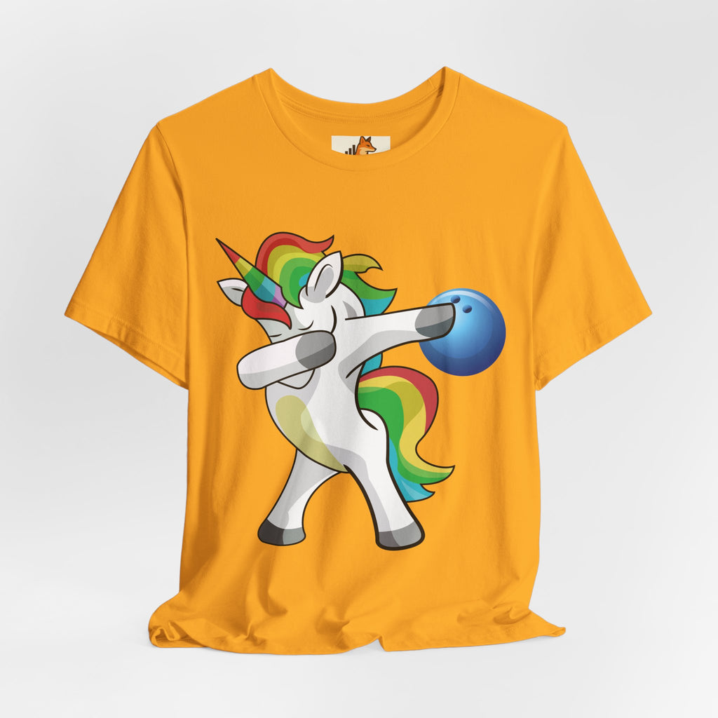 Dabbing Rainbow Unicorn Bowling T‑Shirt