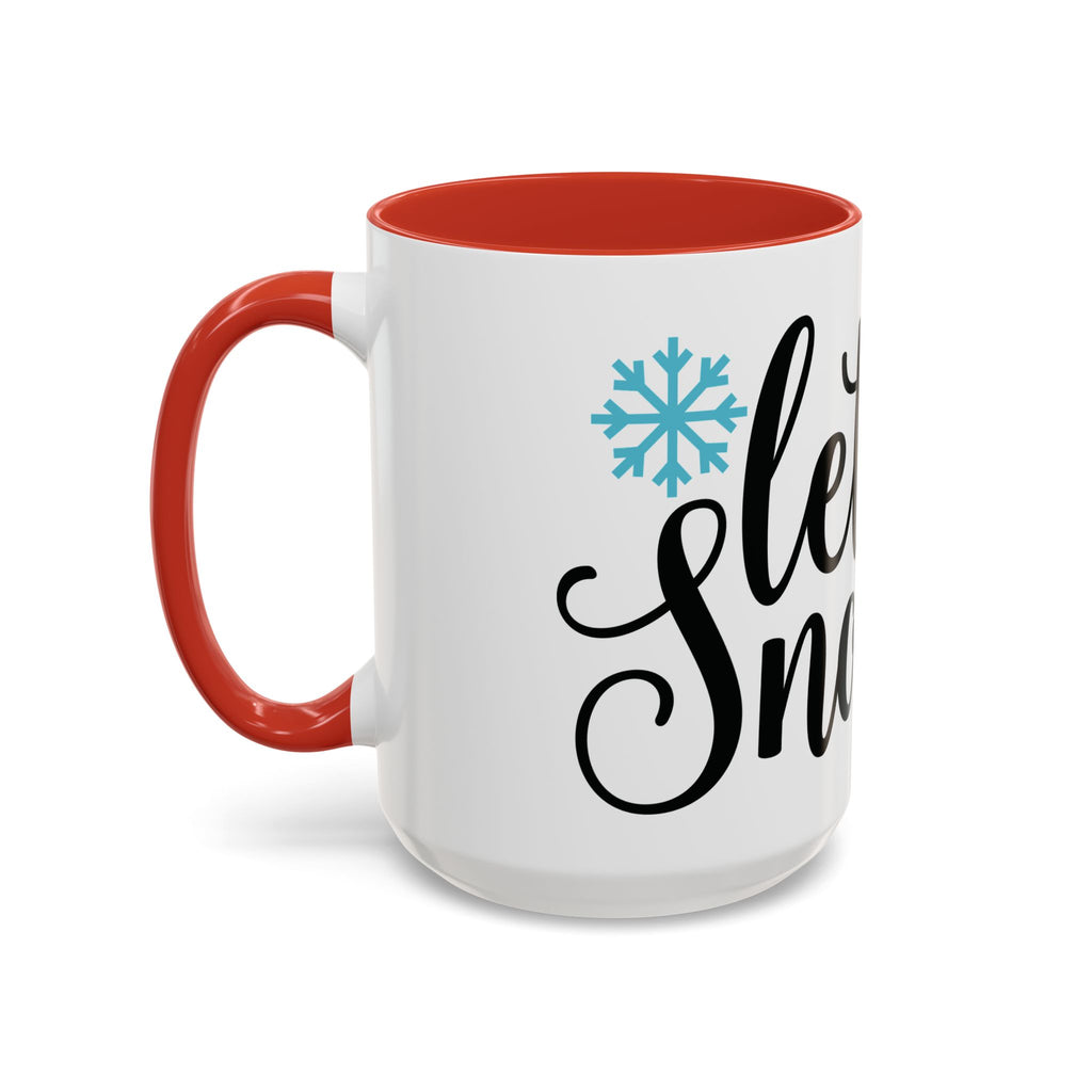 Let It Snow Accent Coffee Mug — Winter Holiday Snowflake Coffee Cup (11/15oz)