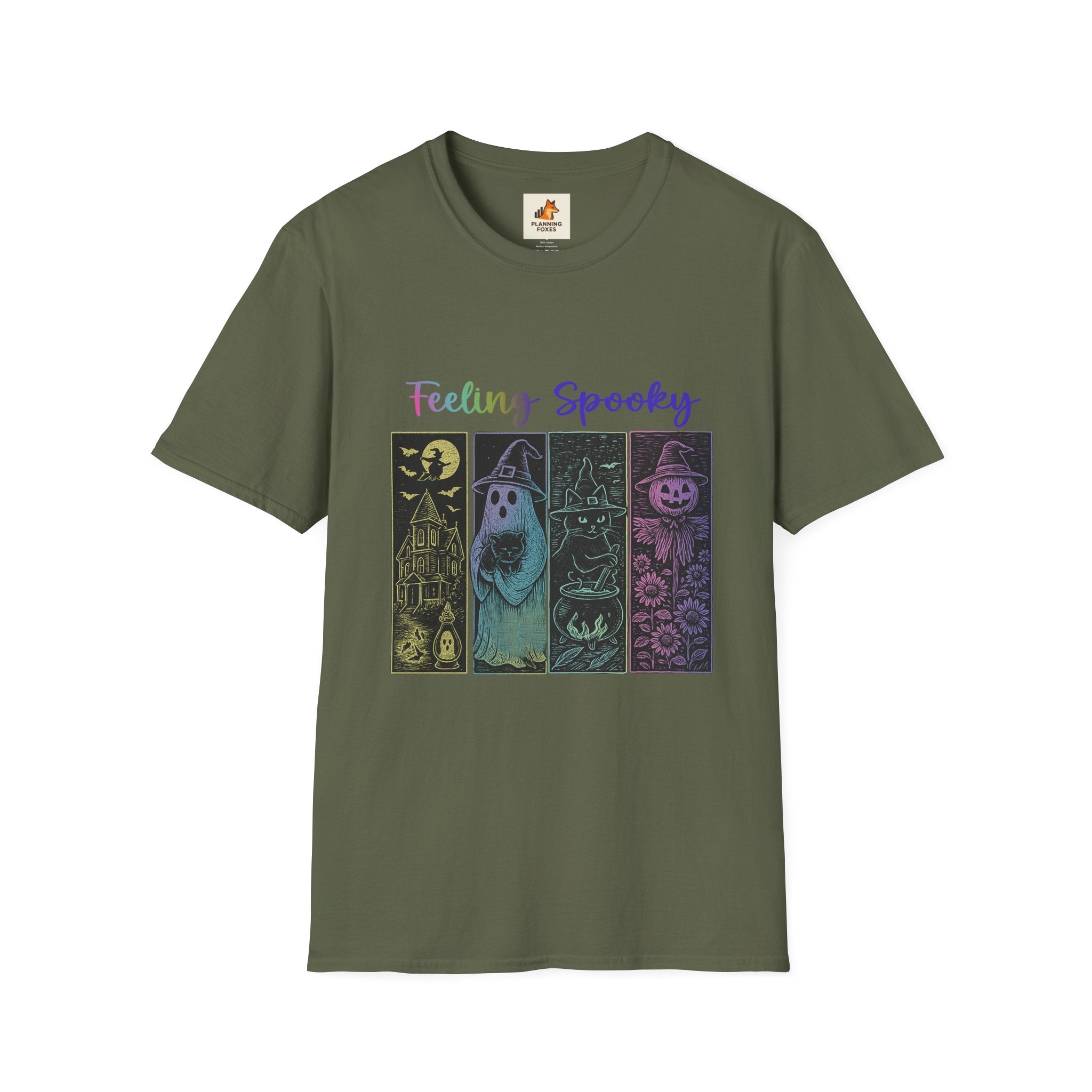 Feeling Spooky Halloween T-Shirt — Cute Ghost, Witch & Pumpkin Design