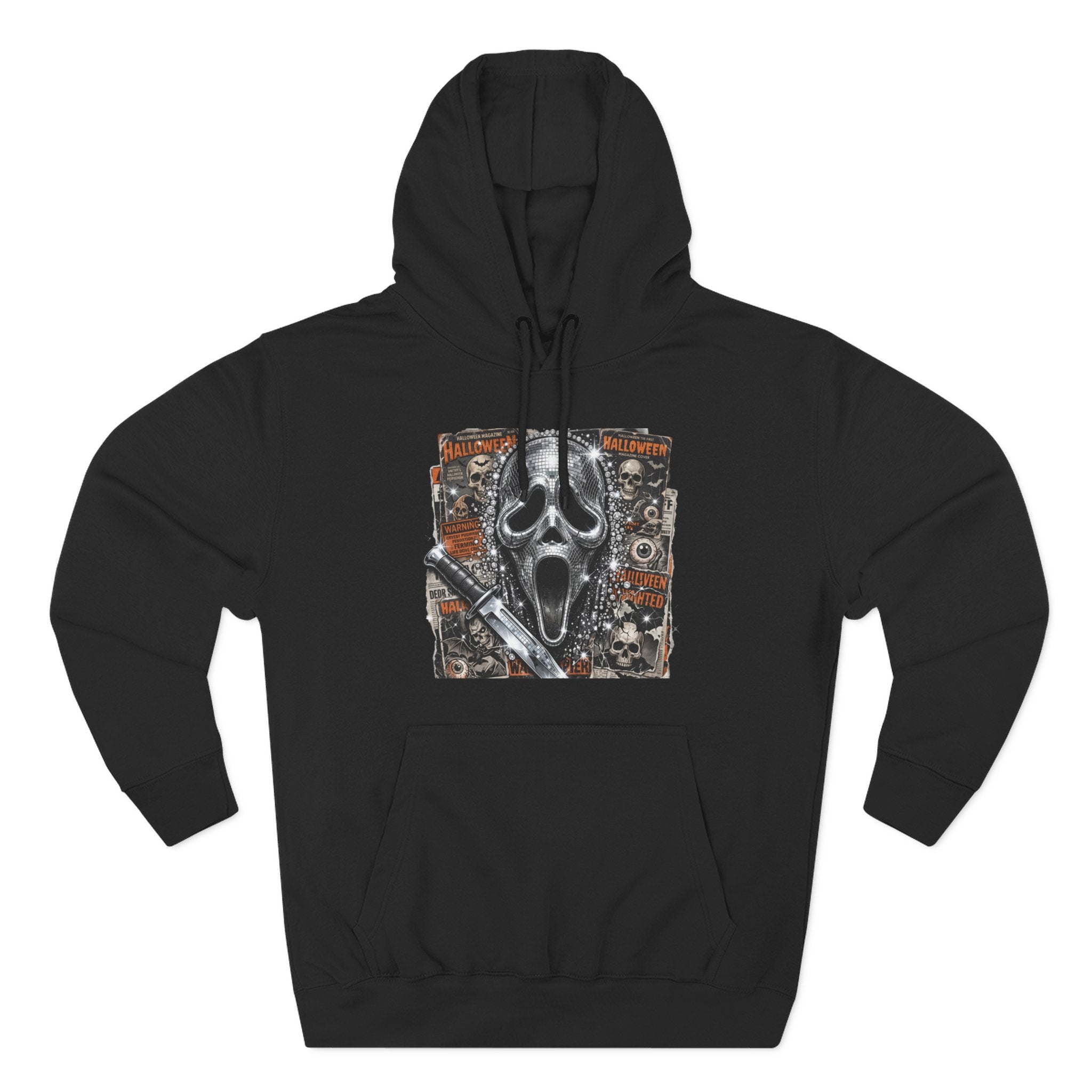 Halloween Horror Nights Hoodie — Haunted Mask & Killer Characters Graphic Pullover