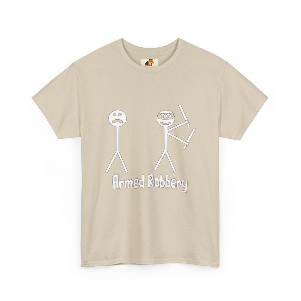 T-Shirt — 'Armed Robbery' Stick Figure Graphic Tee