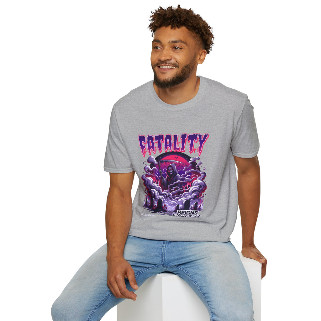 Fatality Graphic Tee — Grim Reaper Arcade Horror T-Shirt
