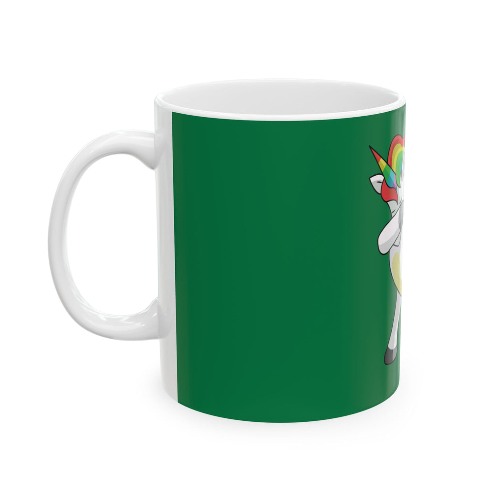 Dabbing Unicorn Bowling Mug — Funny Rainbow Unicorn Ceramic Coffee Cup (11oz/15oz)