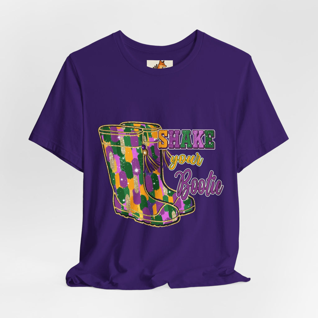 Mardi Gras 'Shake Your Bootie' T‑Shirt — Louisiana Fleur‑de‑Lis Tee