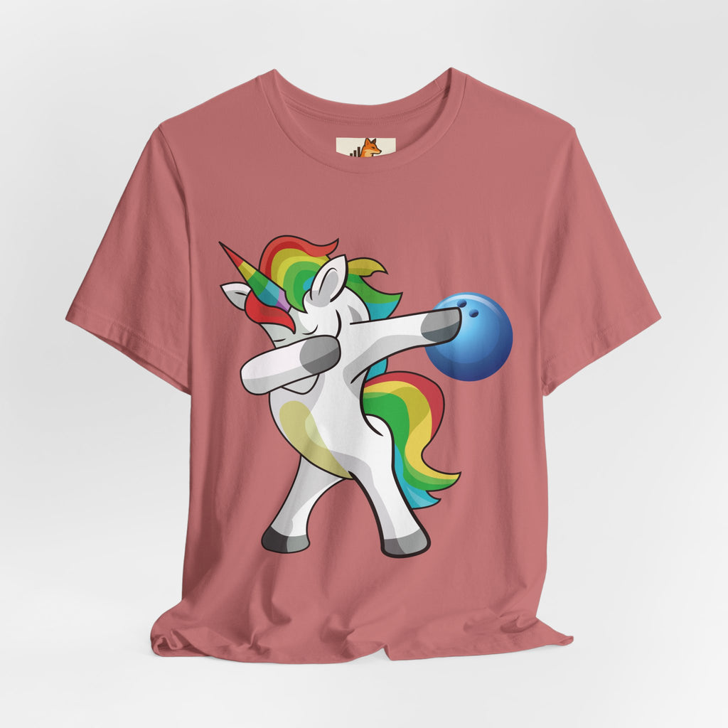 Dabbing Rainbow Unicorn Bowling T‑Shirt