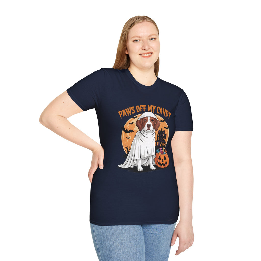 Halloween Dog T‑Shirt — "Paws Off My Candy" Ghost Beagle Costume Tee