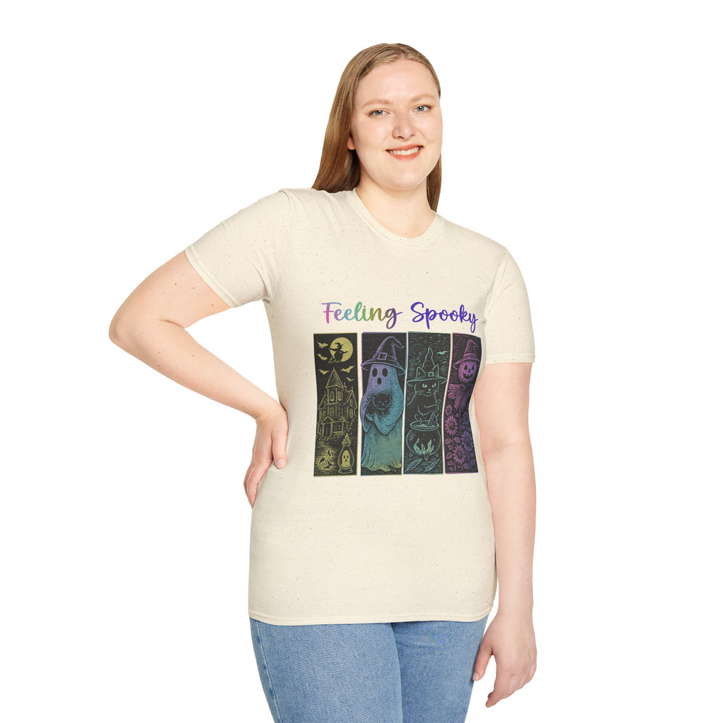 Feeling Spooky Halloween T-Shirt — Cute Ghost & Pumpkin Graphic