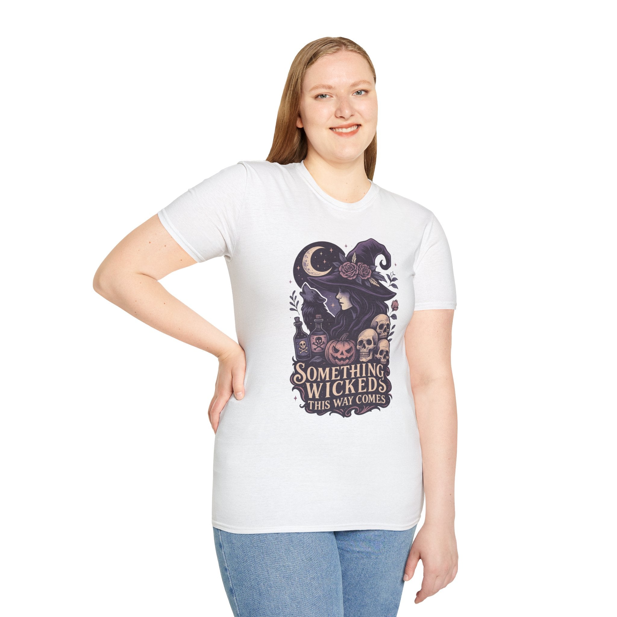 Witchy Moon T‑Shirt — "Something Wicked This Way Comes" Halloween Tee