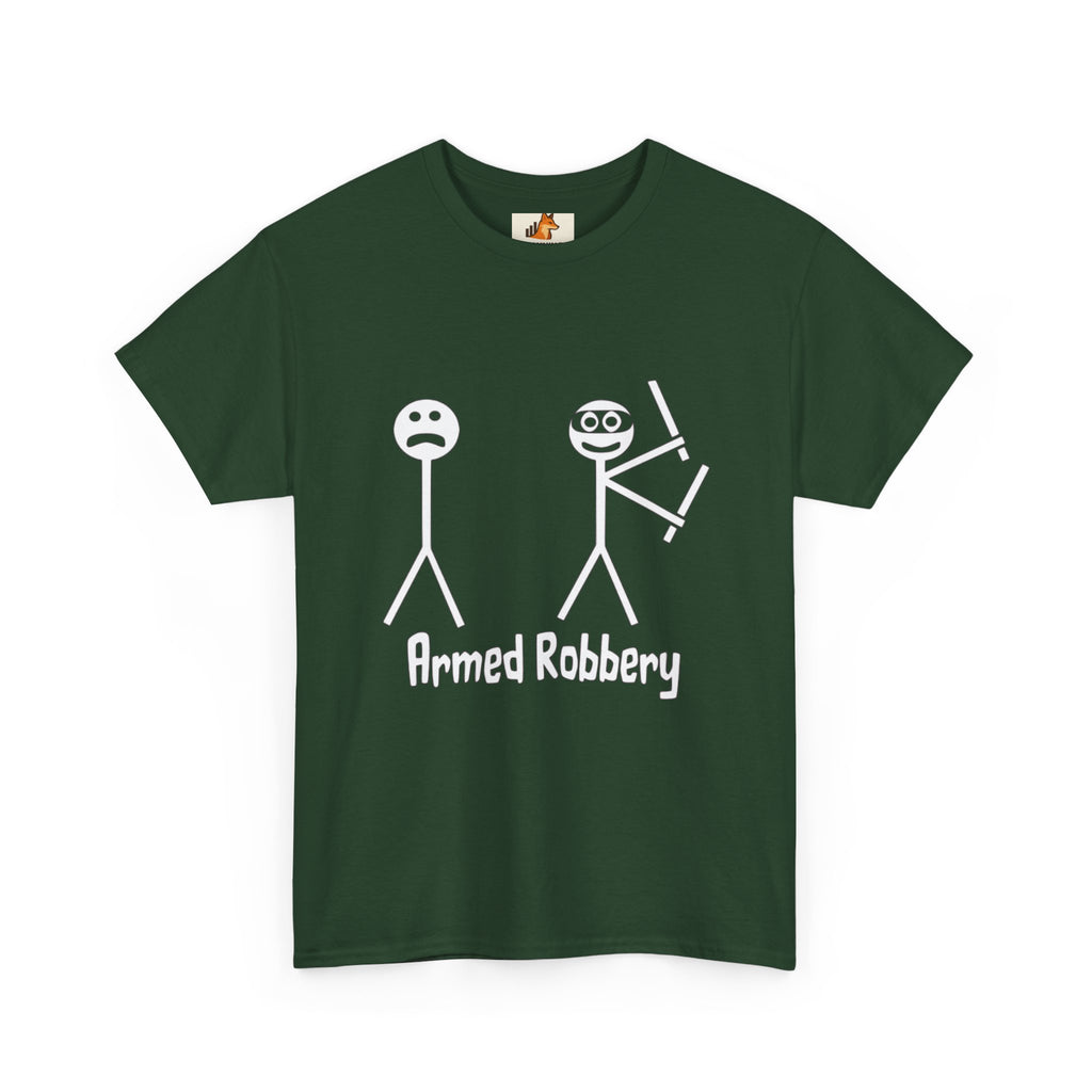 T-Shirt — 'Armed Robbery' Stick Figure Graphic Tee