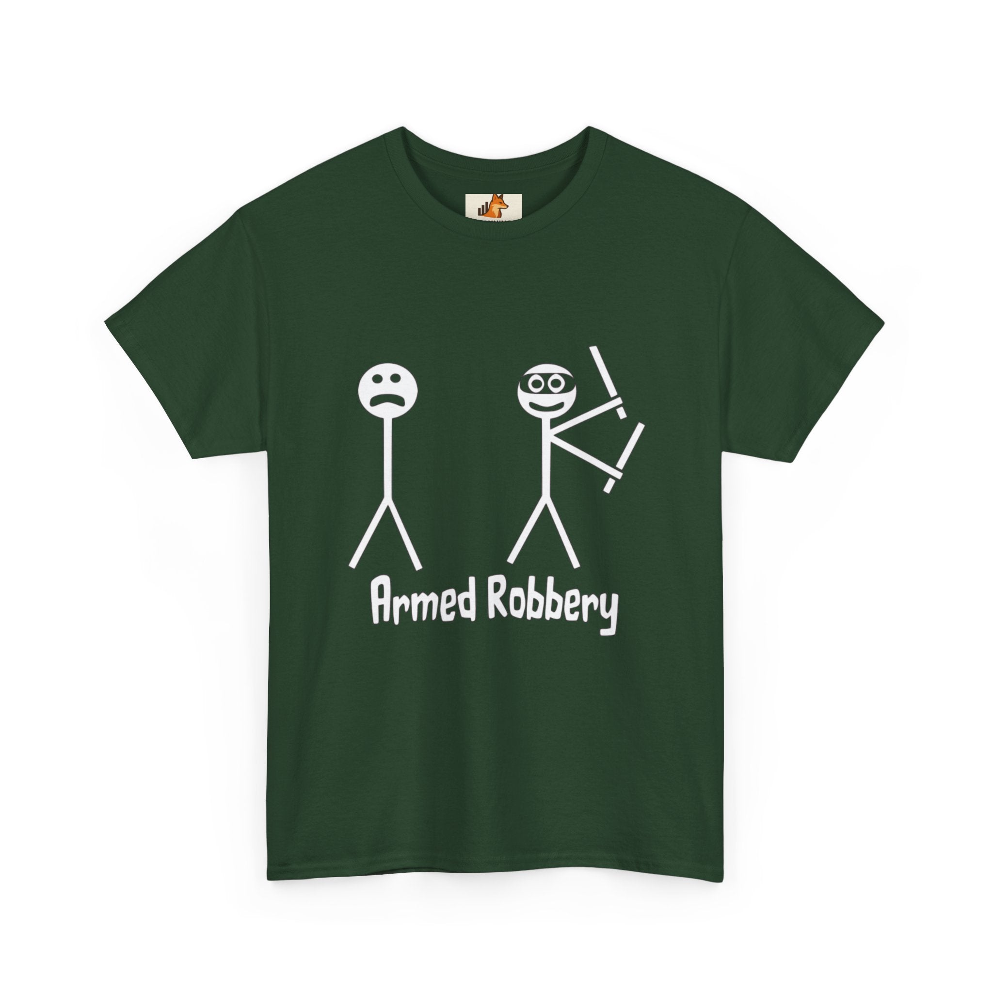 T-Shirt — 'Armed Robbery' Stick Figure Graphic Tee