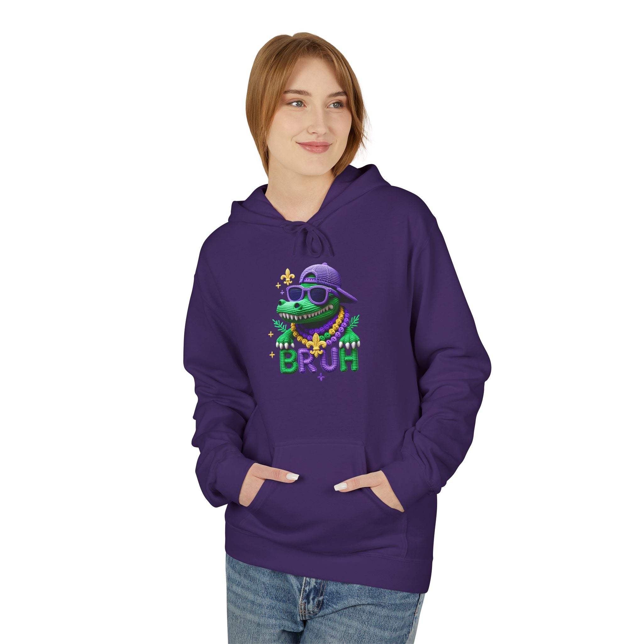 Mardi Gras Louisiana Fleur-de-Lis Hoodie — Bruh Gator Graphic