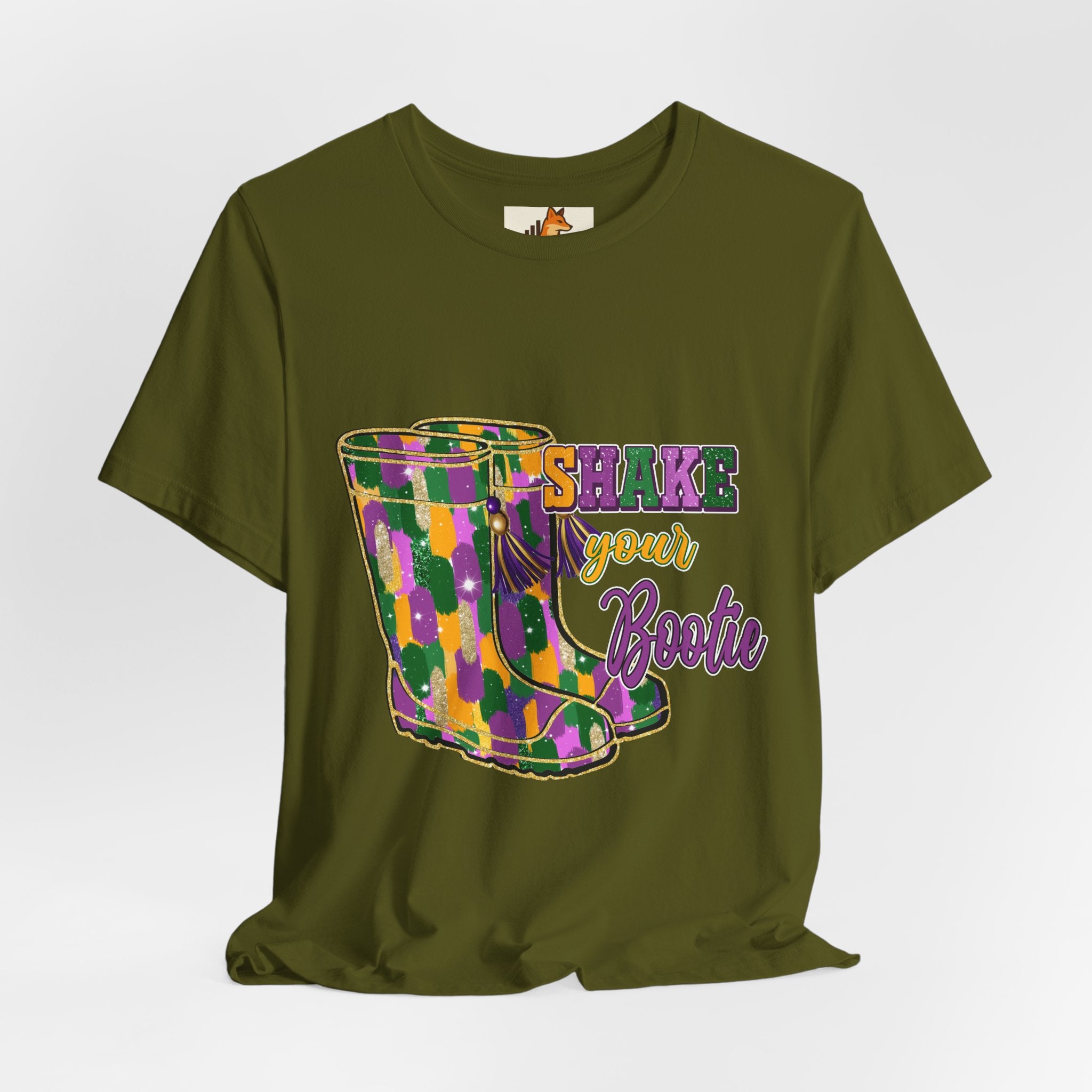 Mardi Gras 'Shake Your Bootie' T‑Shirt — Louisiana Fleur‑de‑Lis Tee