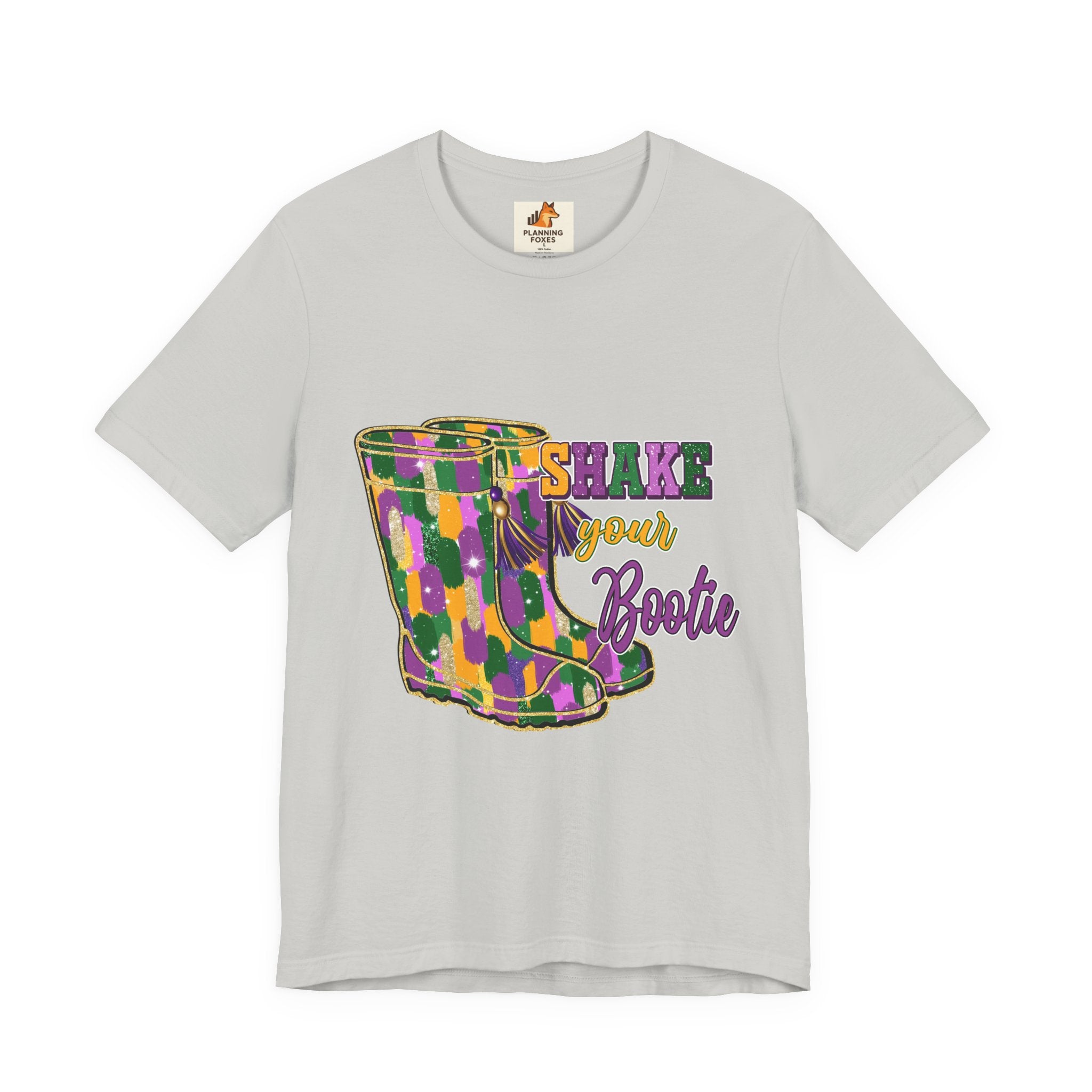 Mardi Gras 'Shake Your Bootie' T‑Shirt — Louisiana Fleur‑de‑Lis Tee