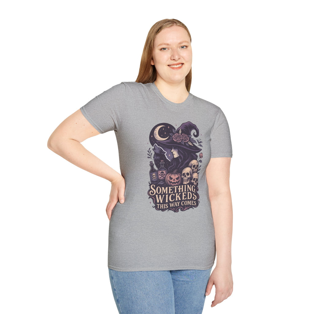 Witchy Moon T‑Shirt — "Something Wicked This Way Comes" Halloween Tee
