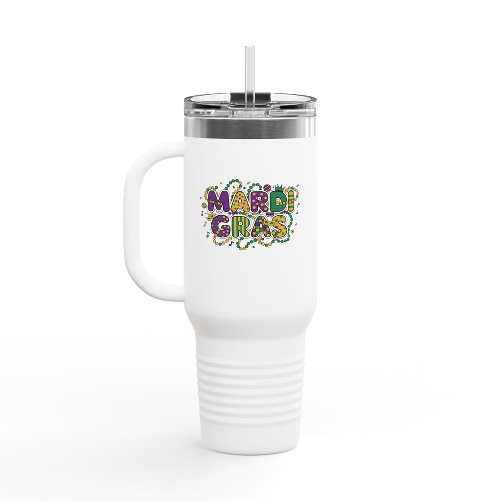 40oz Insulated Travel Mug — "Let's Get Cray Cray" Colorful Crawfish Party Design
