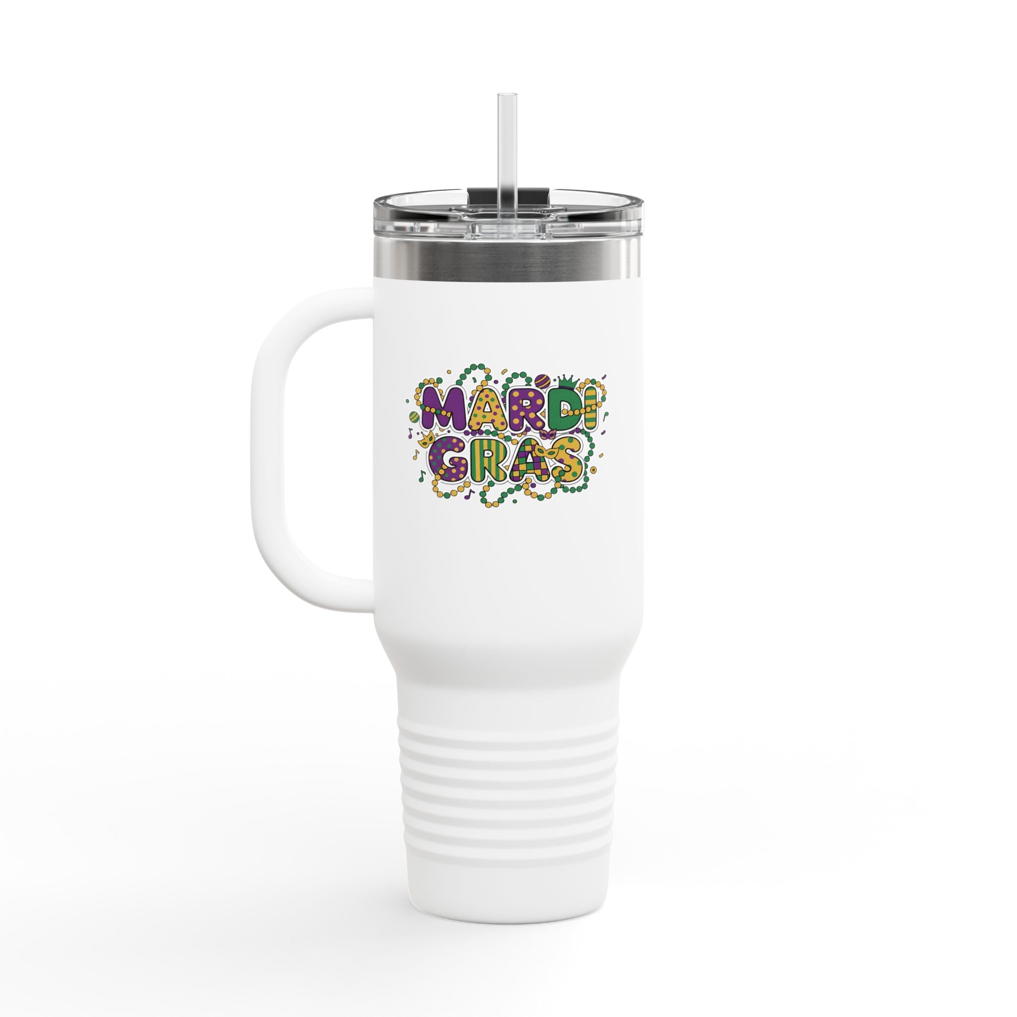 40oz Insulated Travel Mug — "Let's Get Cray Cray" Colorful Crawfish Party Design