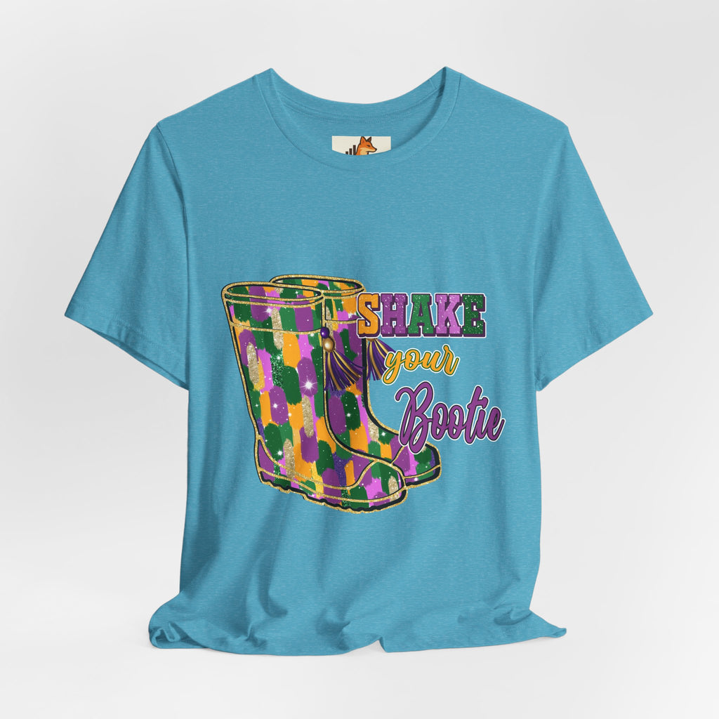 Mardi Gras 'Shake Your Bootie' T‑Shirt — Louisiana Fleur‑de‑Lis Tee
