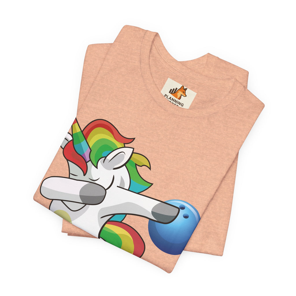 Dabbing Rainbow Unicorn Bowling T‑Shirt