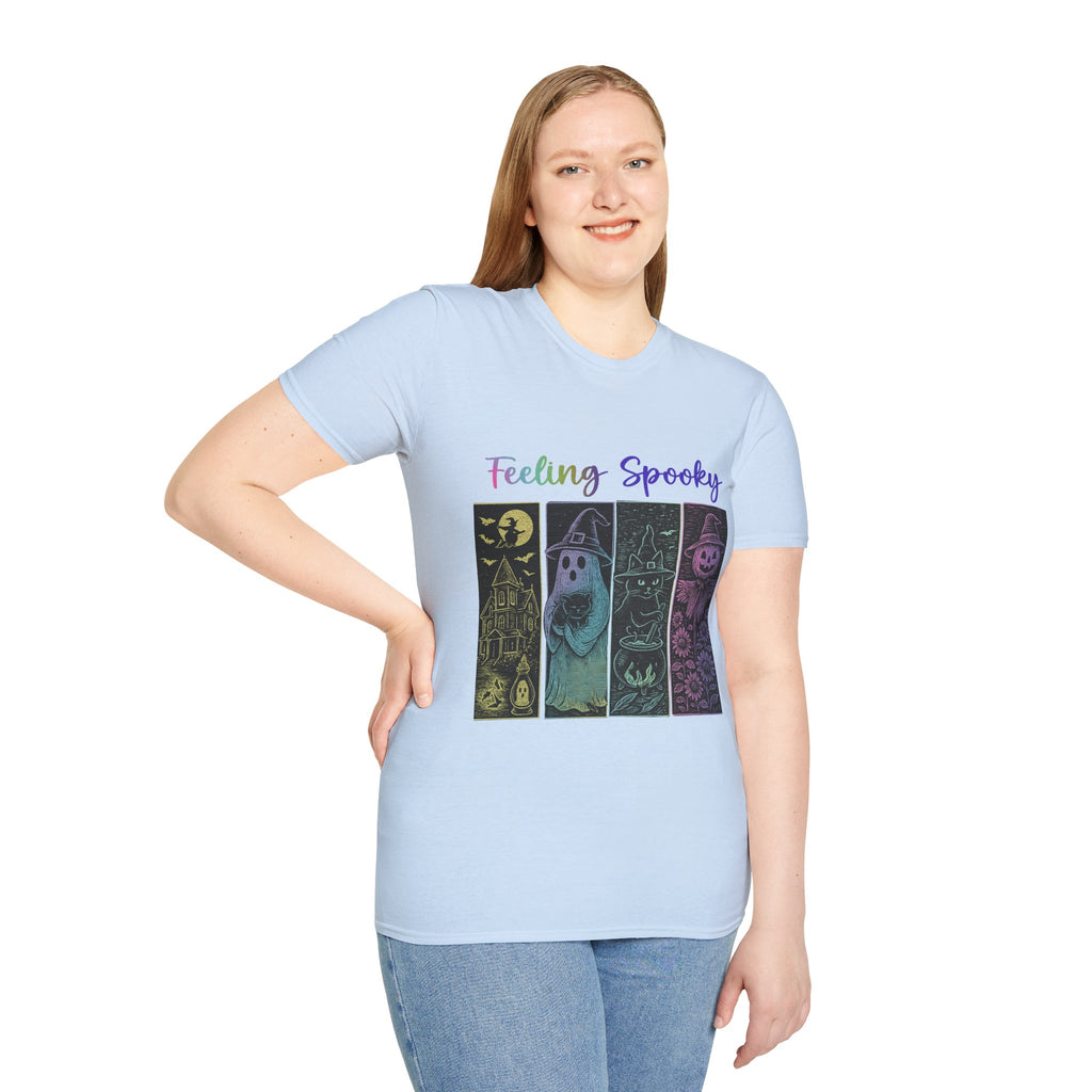 Feeling Spooky Halloween T-Shirt — Cute Ghost & Pumpkin Graphic