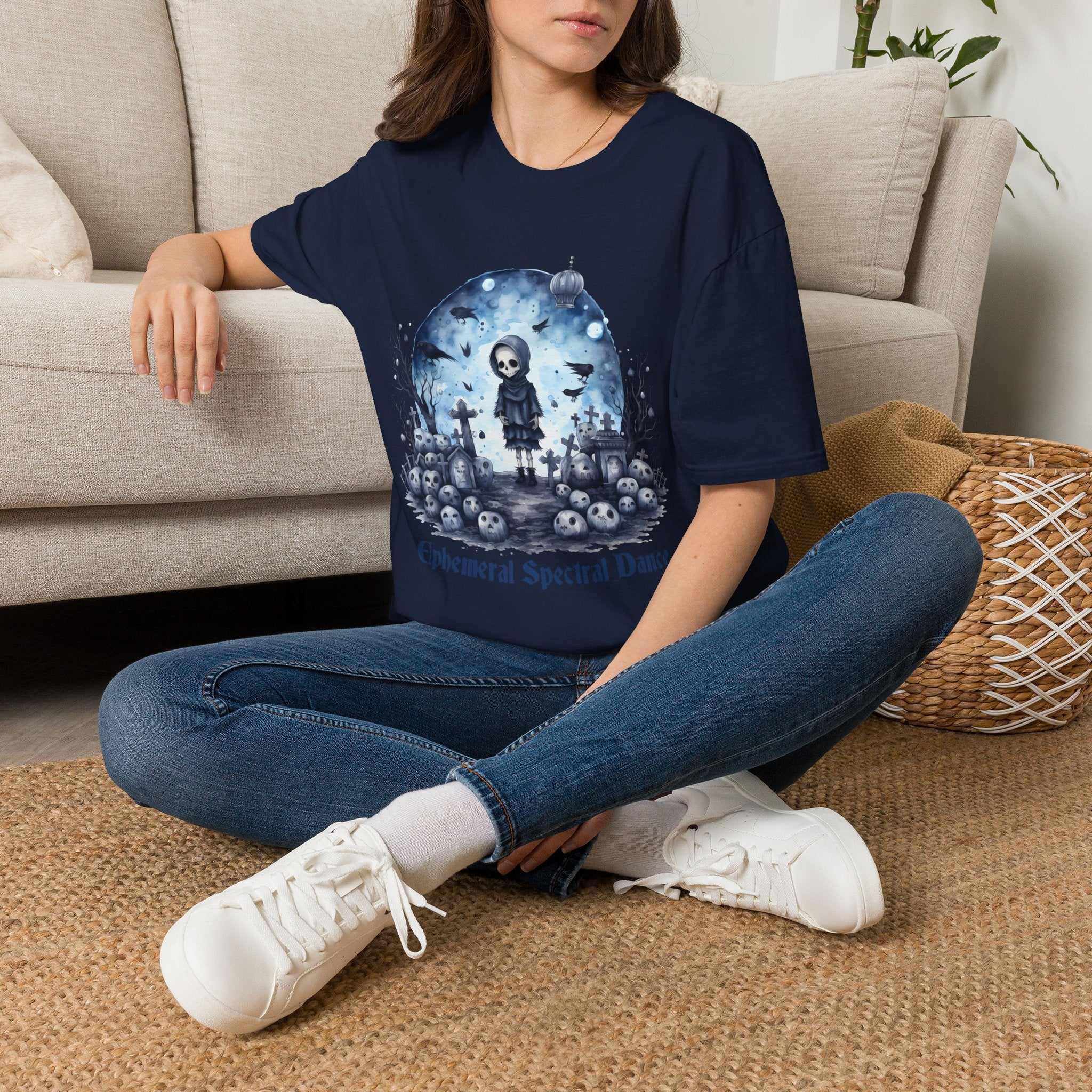T-Shirt — Gothic Cute Grim Reaper Design (“Ephemeral Spectral Dance”)