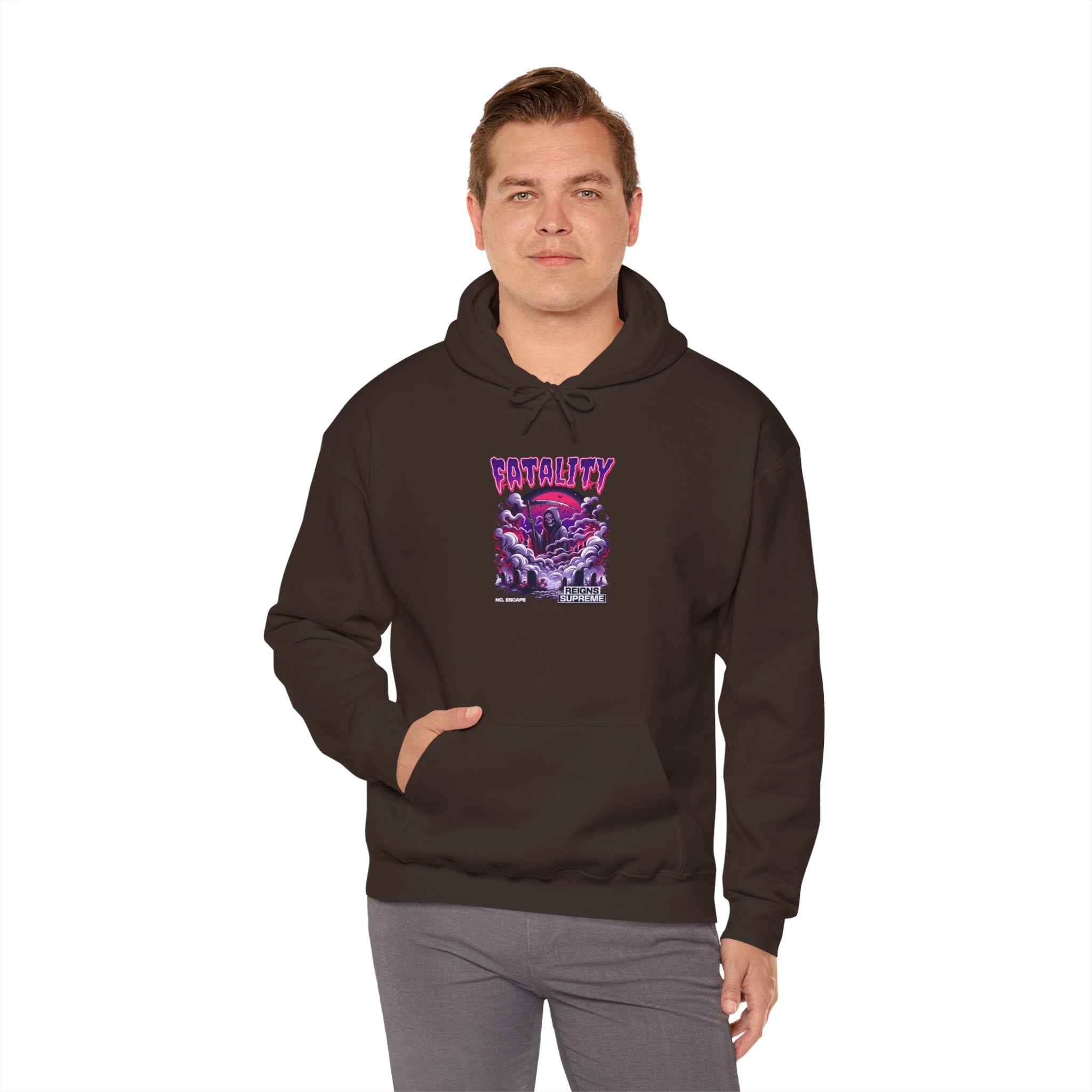 Halloween Spooky Club Hoodie — Fatality Retro Skull Horror Pullover