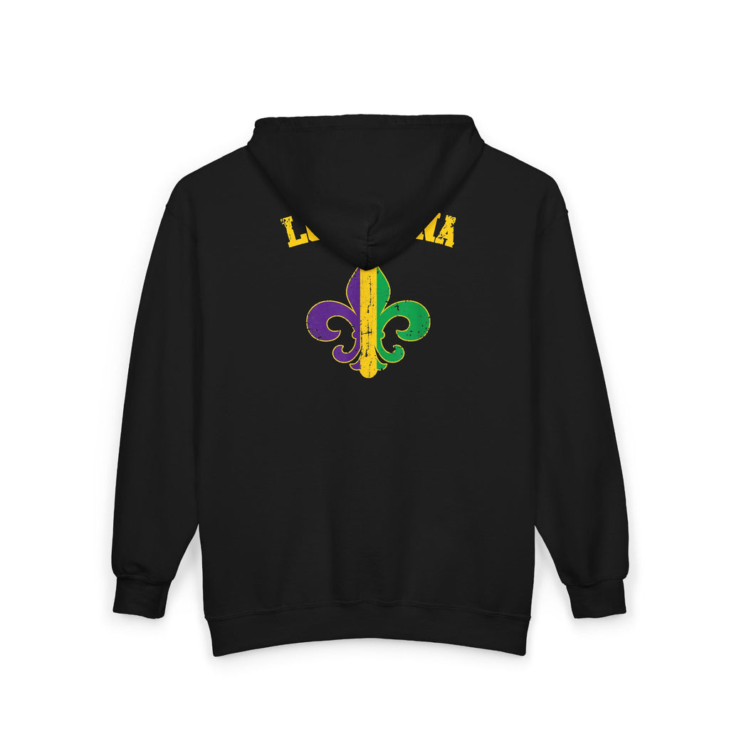 Mardi Gras 'BRUH' Zip Hoodie — Louisiana Fleur-de-Lis Carnival Jacket